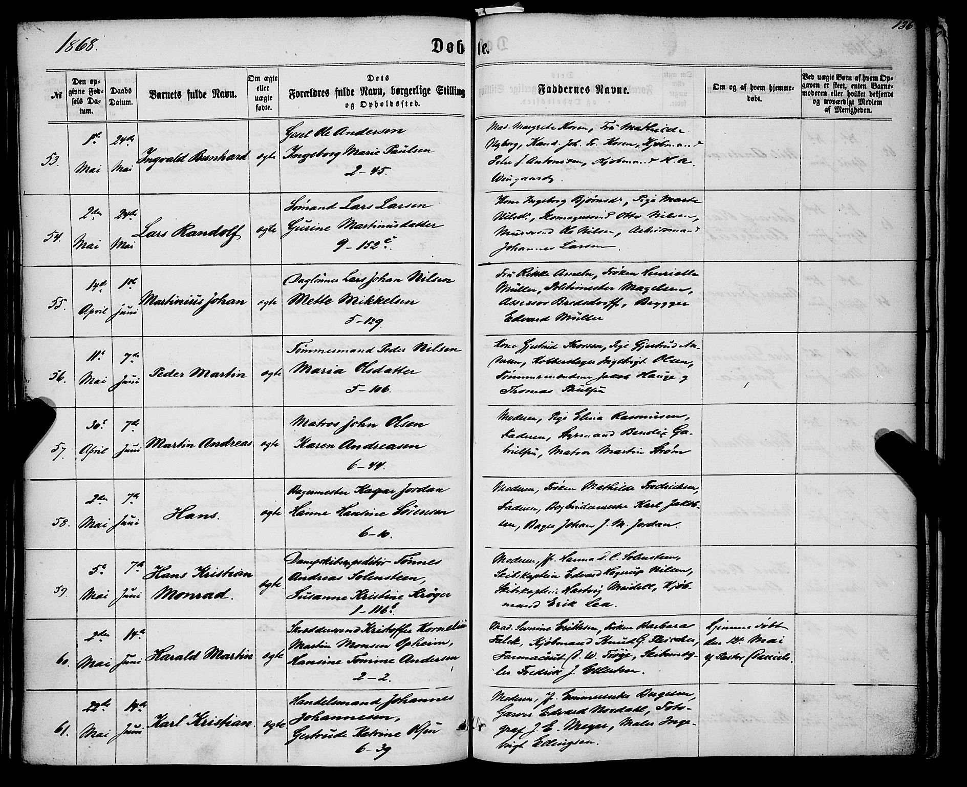 Nykirken Sokneprestembete, AV/SAB-A-77101/H/Haa/L0015: Ministerialbok nr. B 2, 1858-1869, s. 136