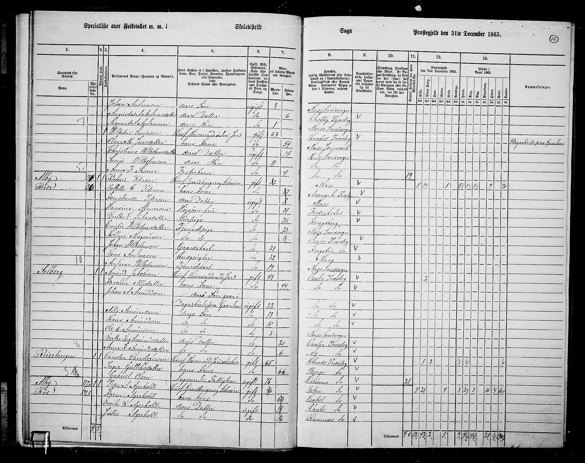 RA, Folketelling 1865 for 0194L Moss prestegjeld, Moss landsokn, 1865, s. 16