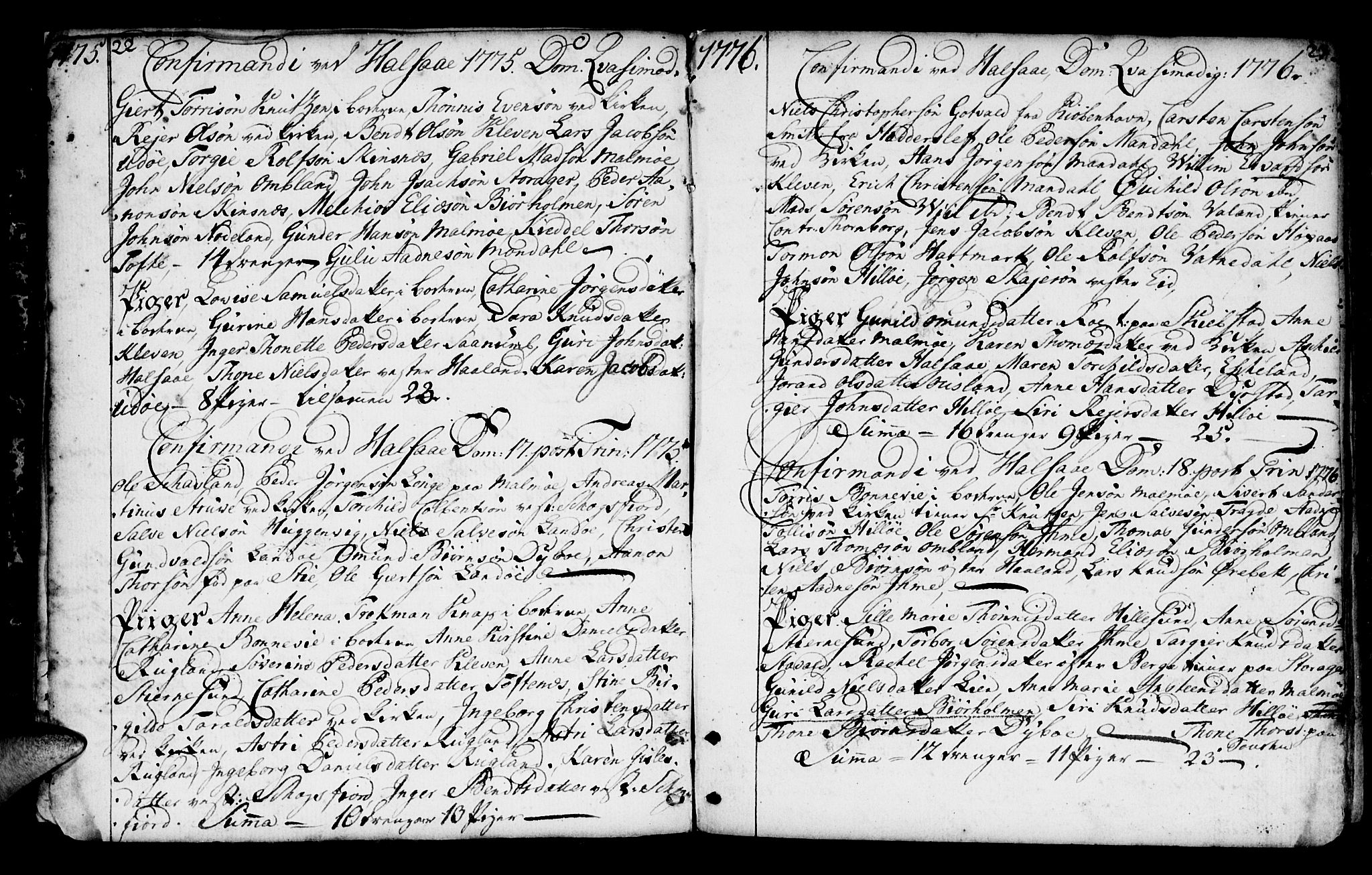 Mandal sokneprestkontor, AV/SAK-1111-0030/F/Fa/Faa/L0004: Ministerialbok nr. A 4, 1745-1817, s. 22-23
