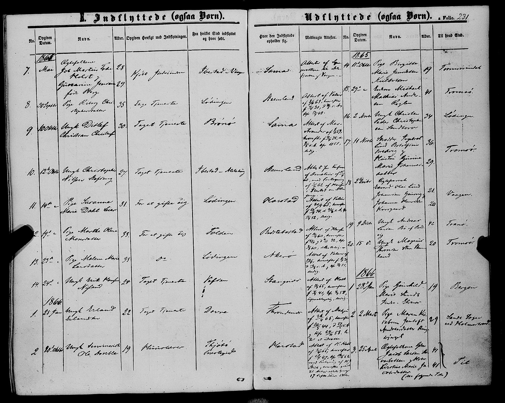 Trondenes sokneprestkontor, AV/SATØ-S-1319/H/Ha/L0012kirke: Ministerialbok nr. 12, 1863-1870, s. 231