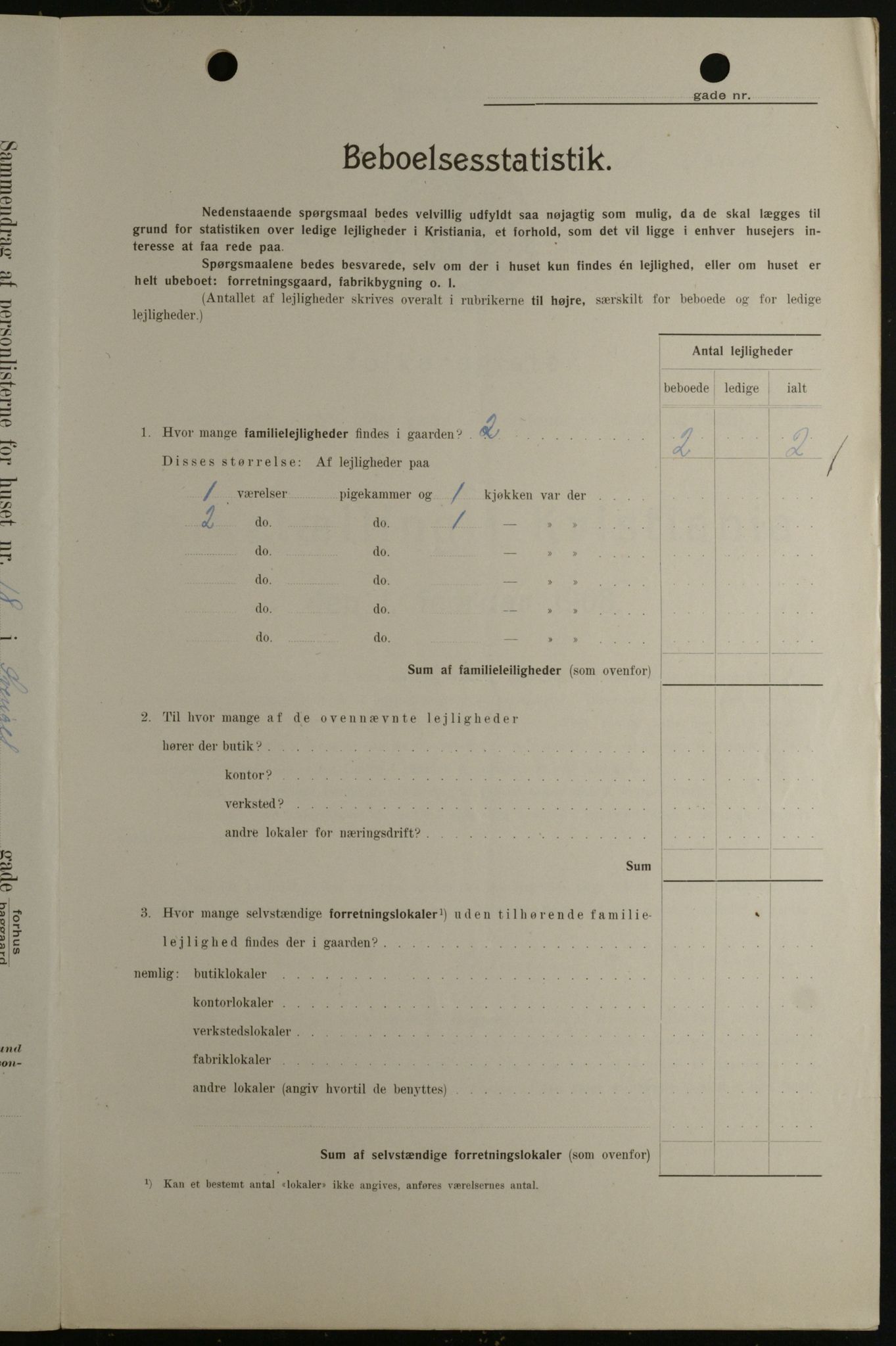 OBA, Kommunal folketelling 1.2.1908 for Kristiania kjøpstad, 1908, s. 95266