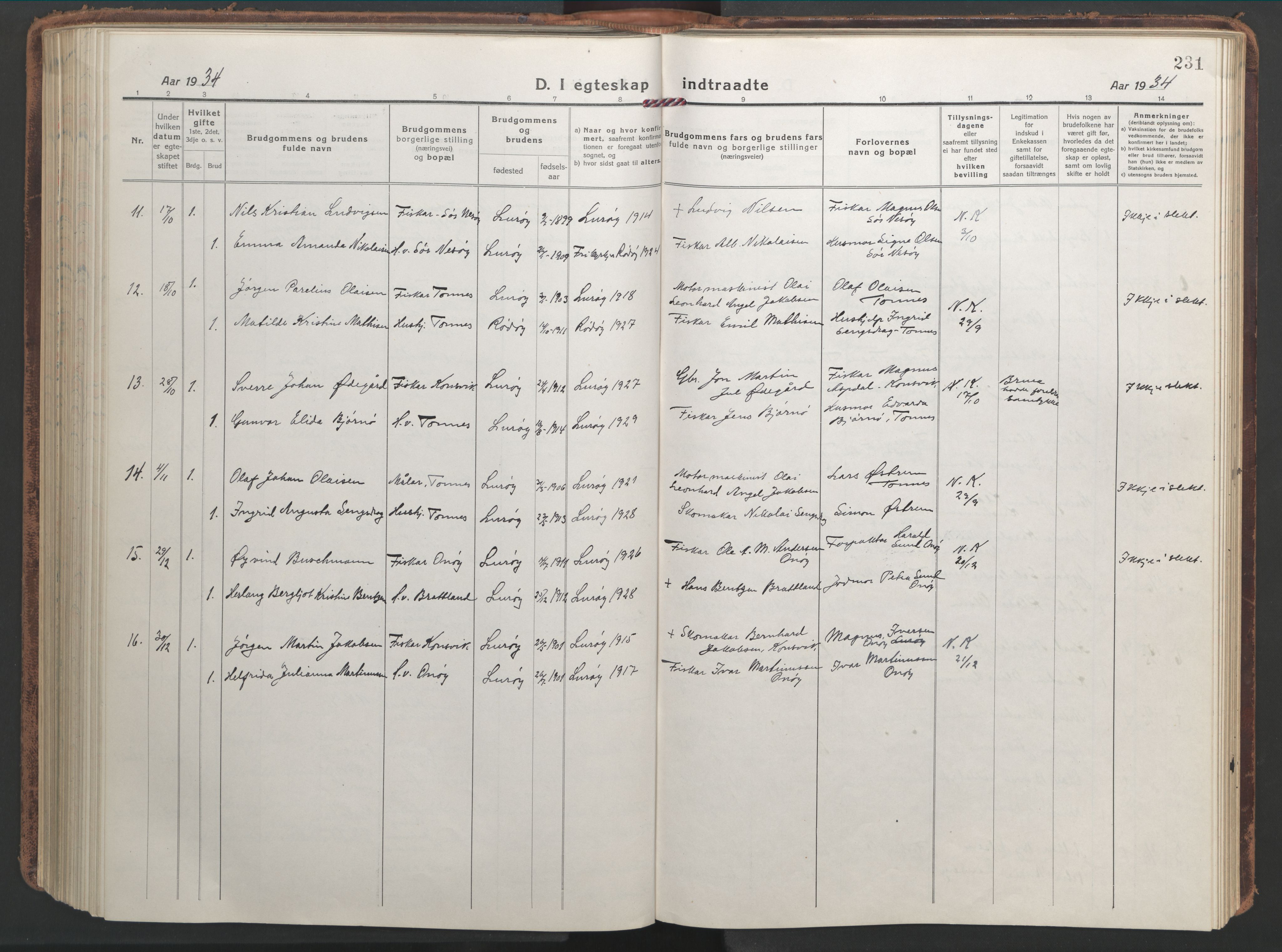 Ministerialprotokoller, klokkerbøker og fødselsregistre - Nordland, AV/SAT-A-1459/839/L0574: Klokkerbok nr. 839C04, 1918-1950, s. 231