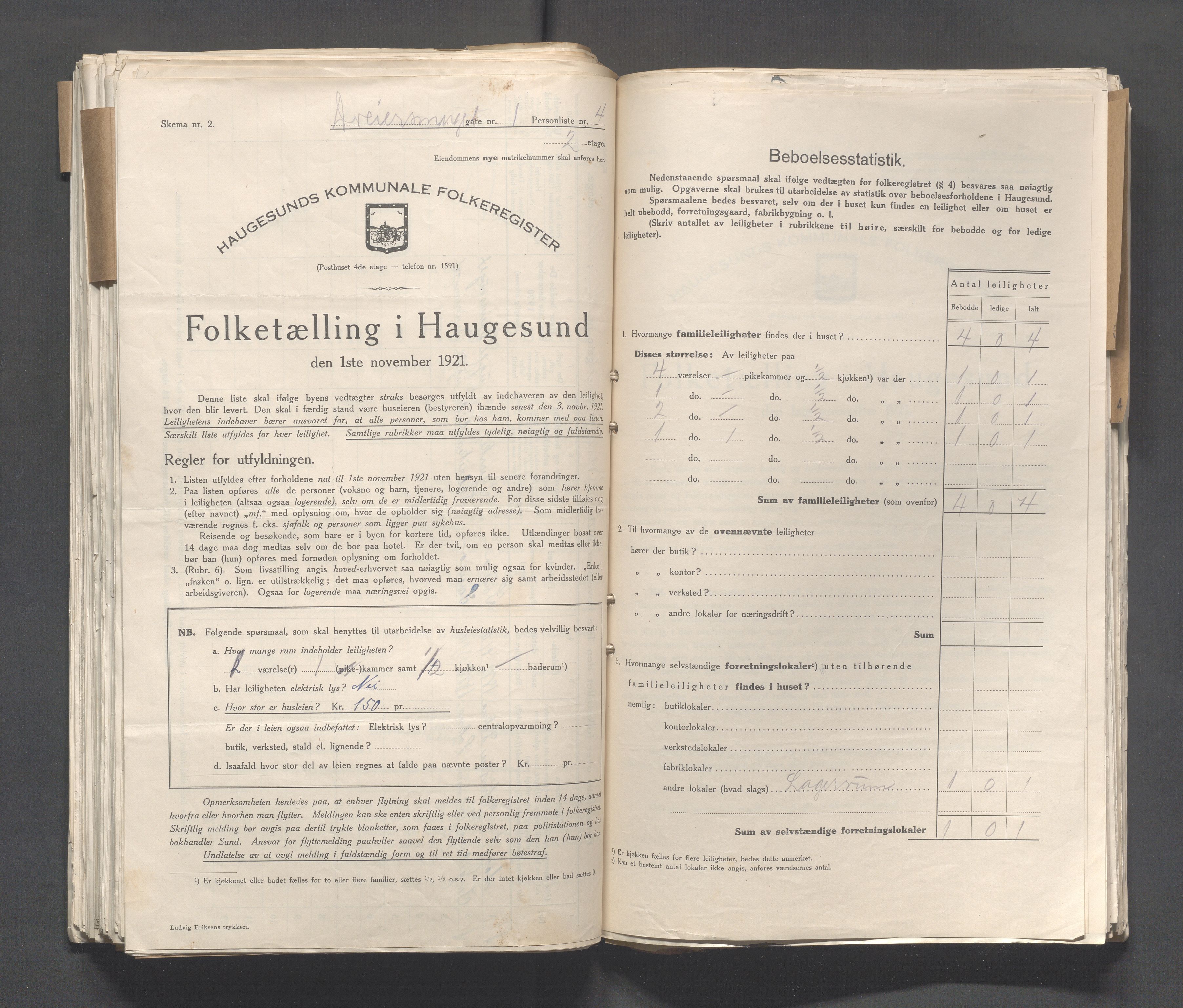 IKAR, Kommunal folketelling 1.11.1921 for Haugesund, 1921, s. 650