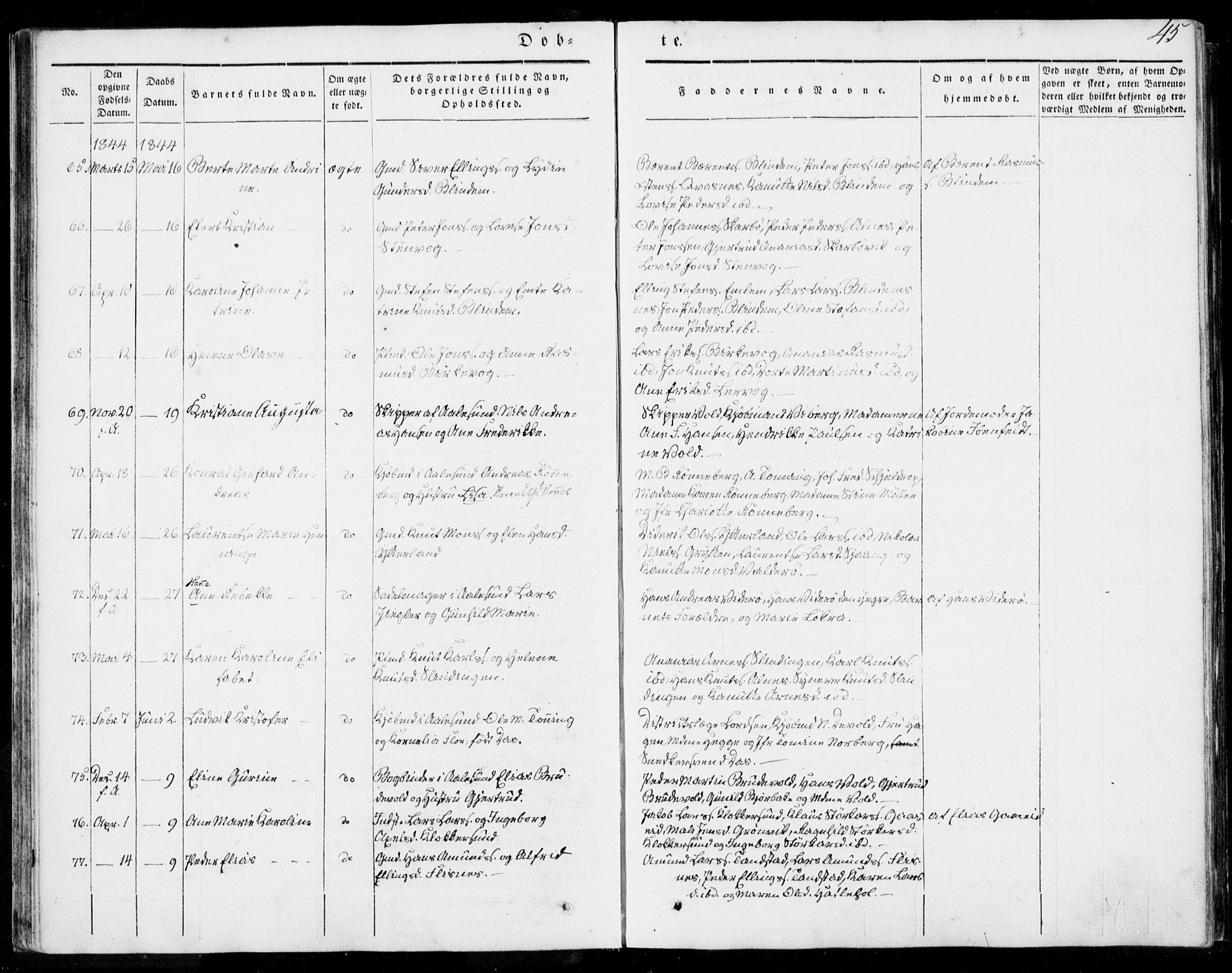 Ministerialprotokoller, klokkerbøker og fødselsregistre - Møre og Romsdal, AV/SAT-A-1454/528/L0396: Ministerialbok nr. 528A07, 1839-1847, s. 45