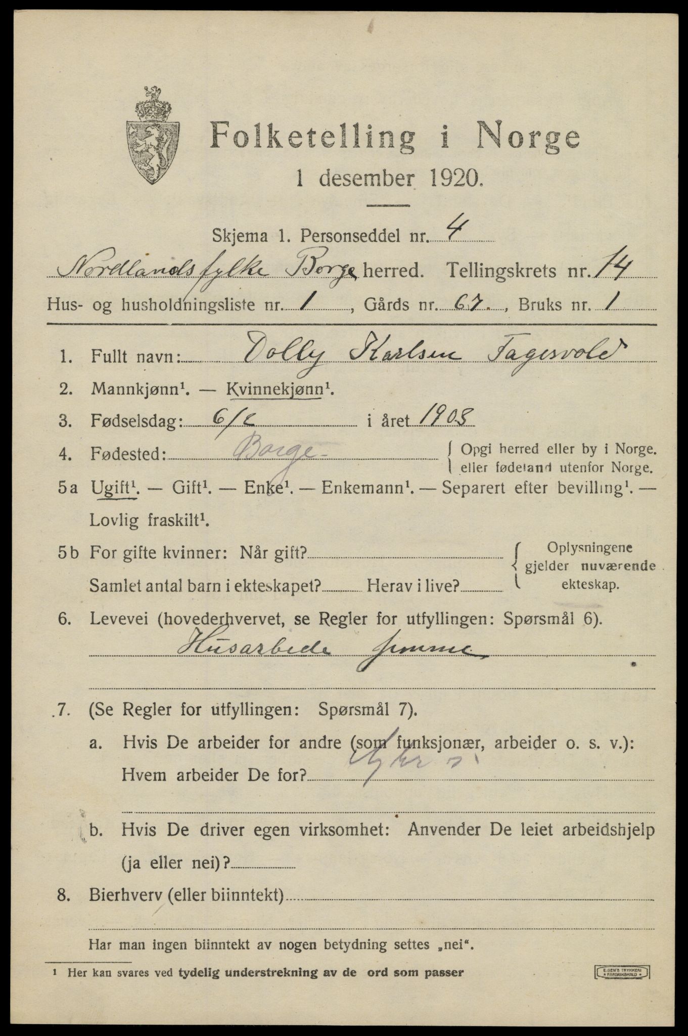 SAT, Folketelling 1920 for 1862 Borge herred, 1920, s. 10613