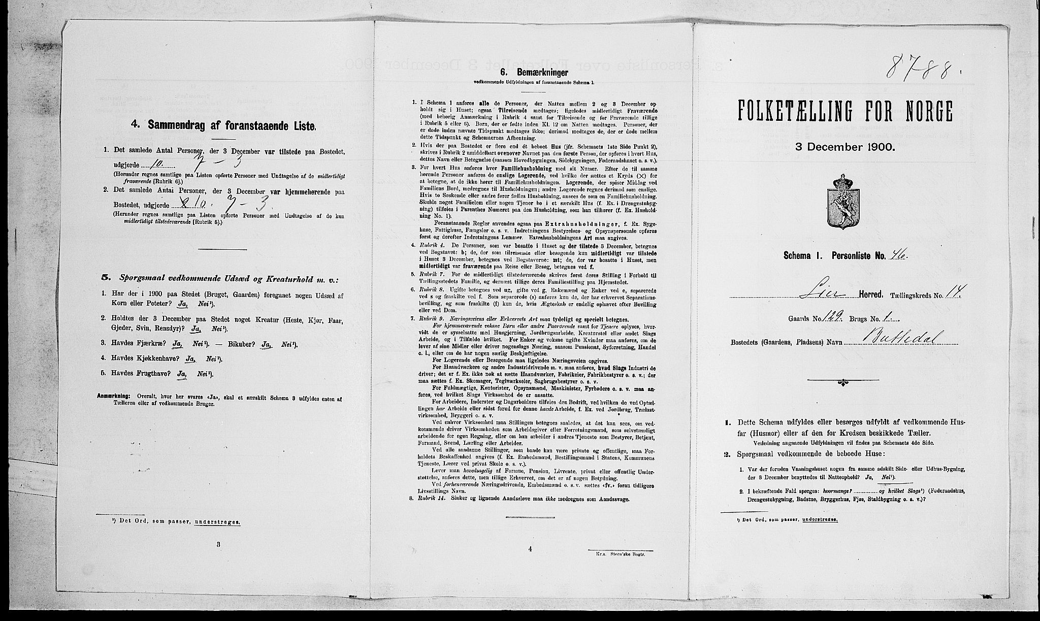 RA, Folketelling 1900 for 0626 Lier herred, 1900, s. 2356
