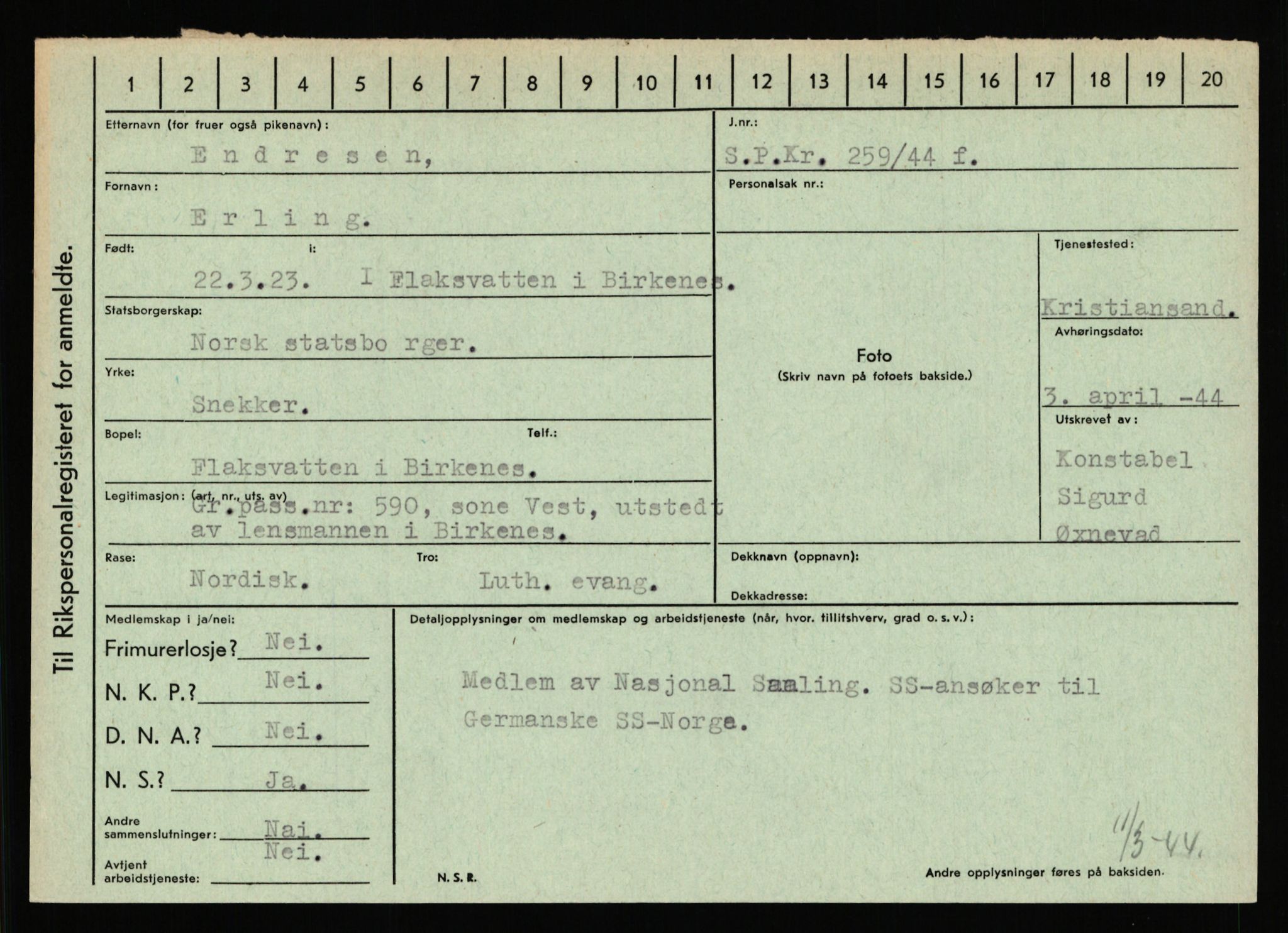 Statspolitiet - Hovedkontoret / Osloavdelingen, AV/RA-S-1329/C/Ca/L0004: Eid - funn av gjenstander	, 1943-1945, s. 871