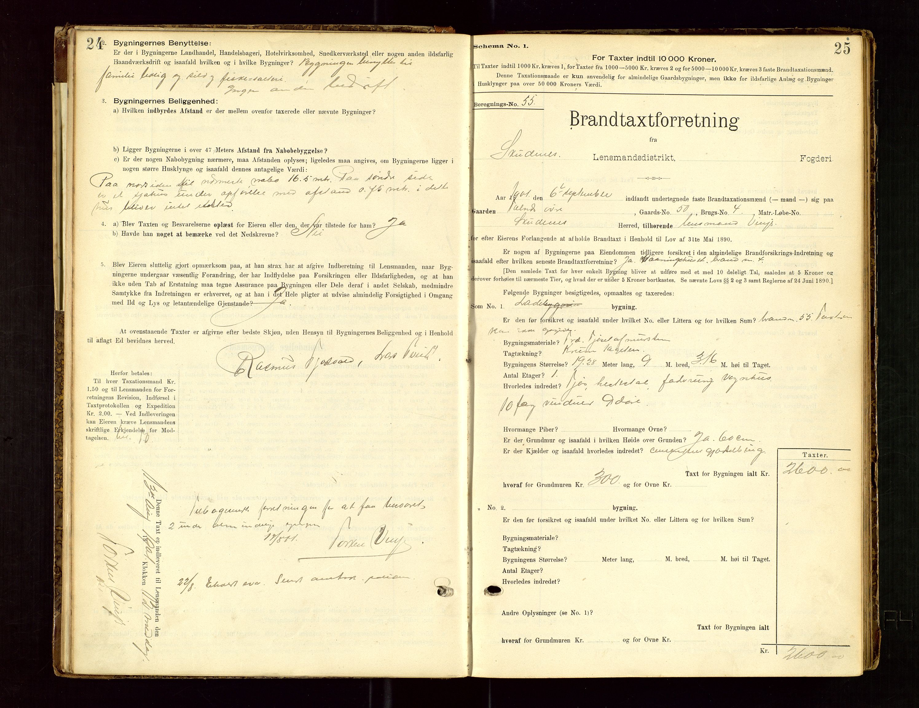 Skudenes lensmannskontor, SAST/A-100444/Gob/L0001: "Brandtaxationsprotokoll", 1895-1924, s. 24-25