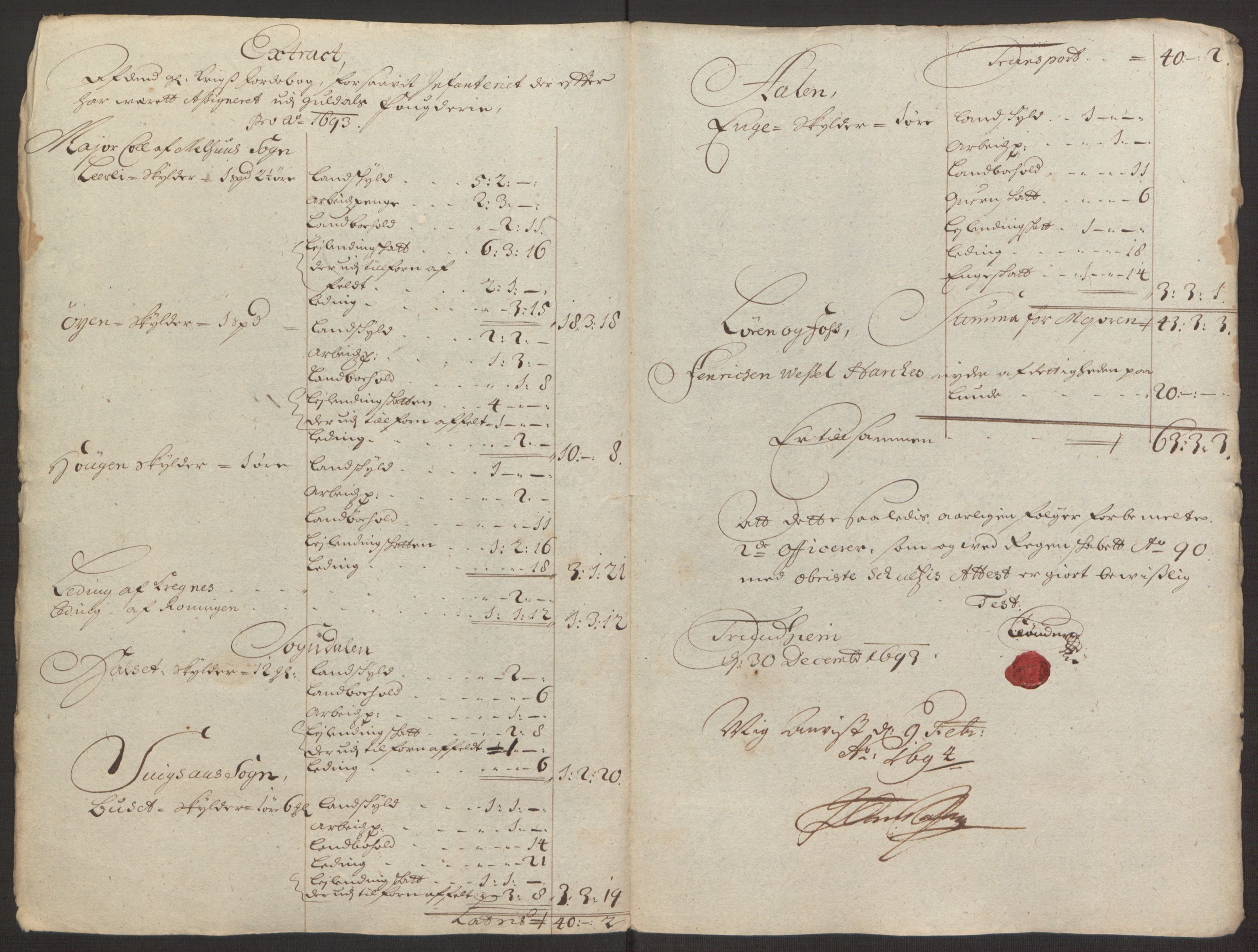 Rentekammeret inntil 1814, Reviderte regnskaper, Fogderegnskap, AV/RA-EA-4092/R59/L3943: Fogderegnskap Gauldal, 1693, s. 166