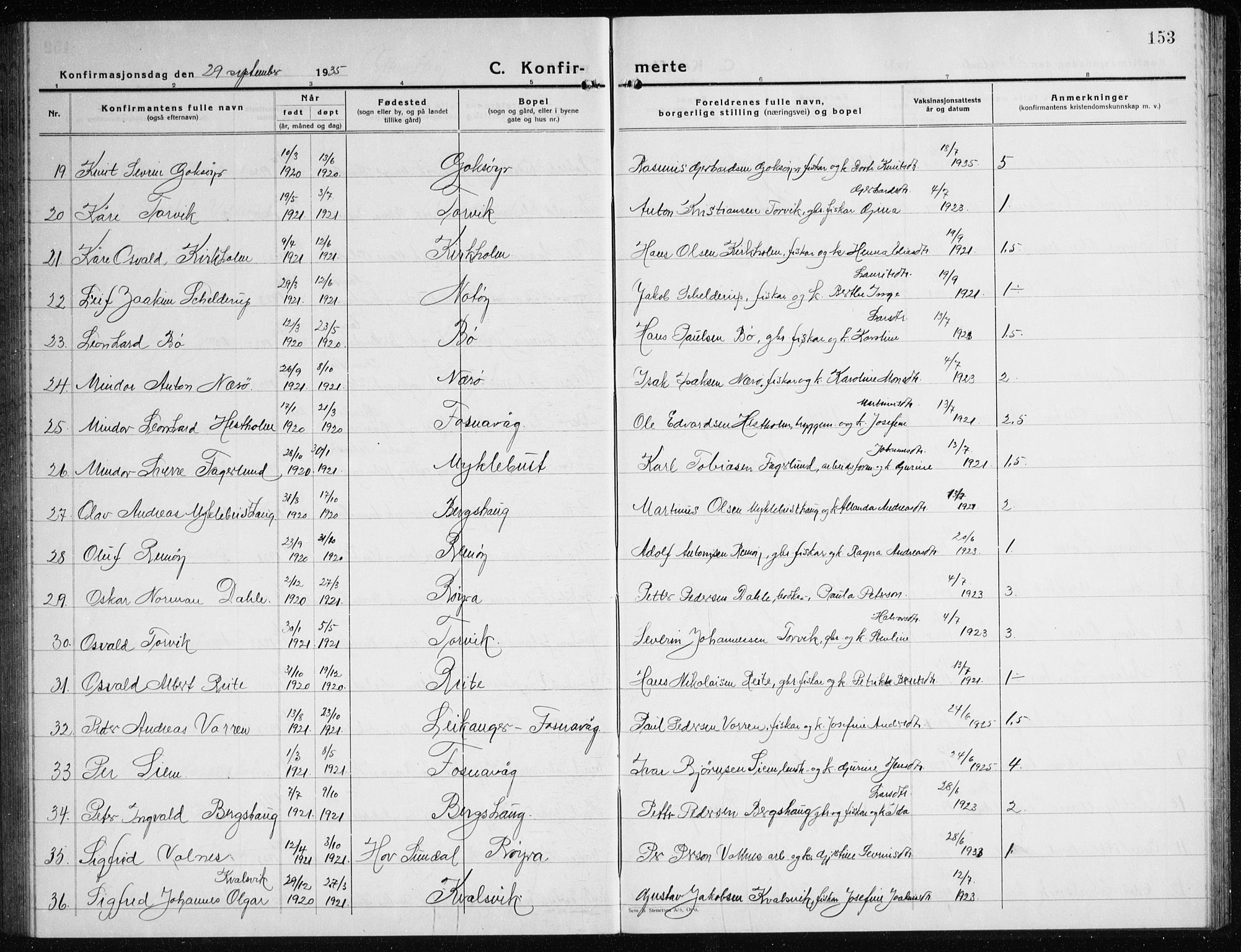 Ministerialprotokoller, klokkerbøker og fødselsregistre - Møre og Romsdal, AV/SAT-A-1454/507/L0085: Klokkerbok nr. 507C08, 1933-1944, s. 153