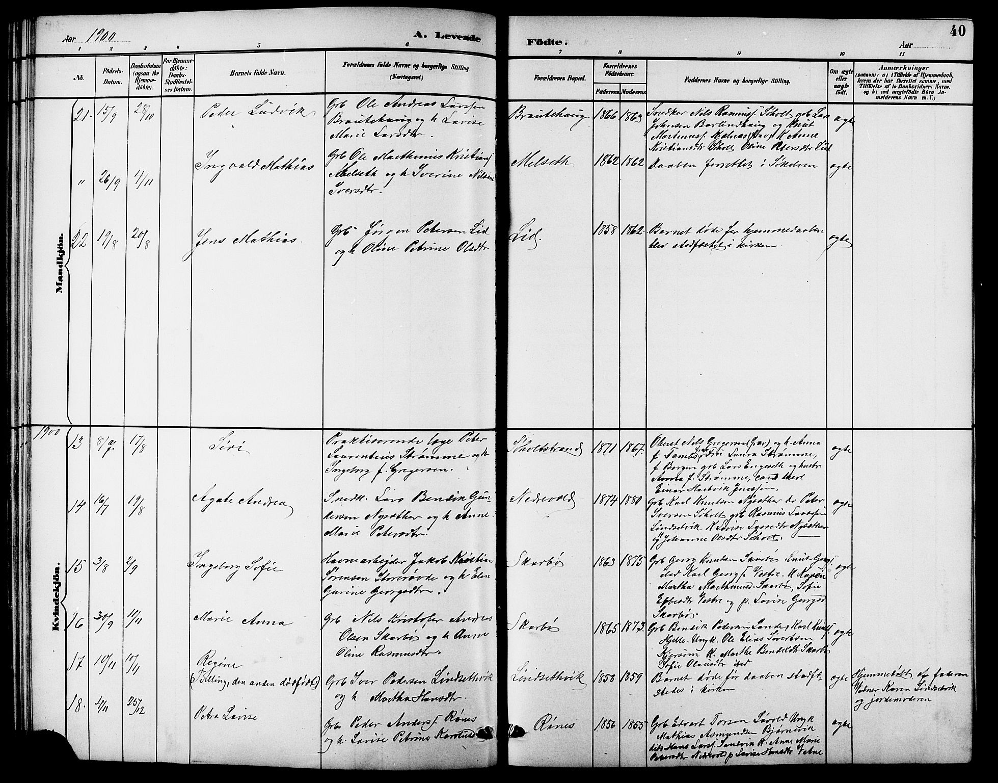 Ministerialprotokoller, klokkerbøker og fødselsregistre - Møre og Romsdal, AV/SAT-A-1454/522/L0327: Klokkerbok nr. 522C06, 1890-1915, s. 40