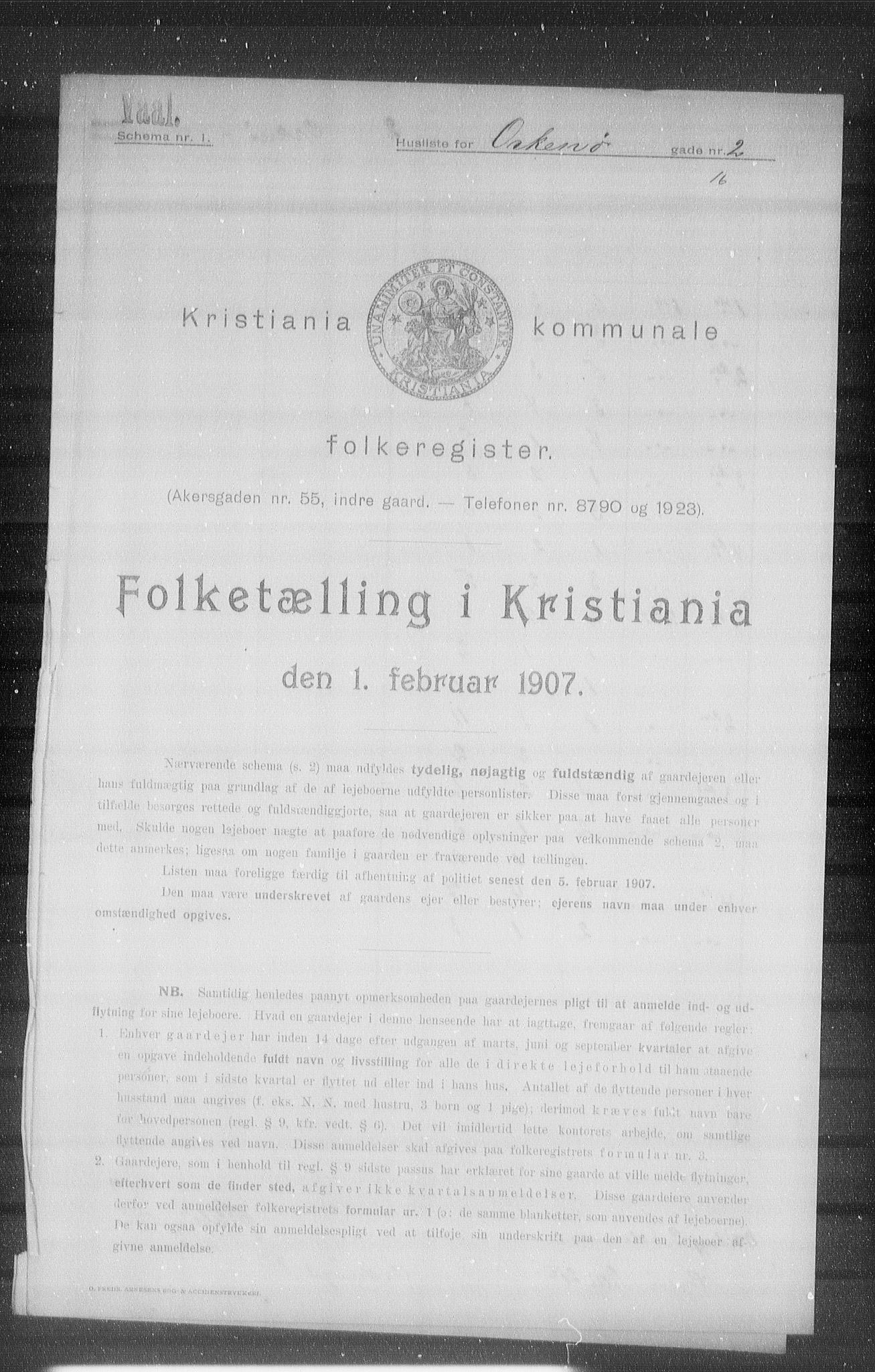 OBA, Kommunal folketelling 1.2.1907 for Kristiania kjøpstad, 1907, s. 38855