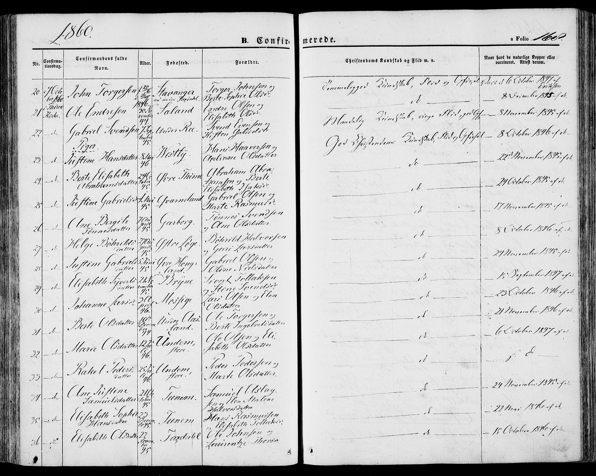 Lye sokneprestkontor, AV/SAST-A-101794/001/30BA/L0007: Ministerialbok nr. A 6, 1856-1871, s. 168