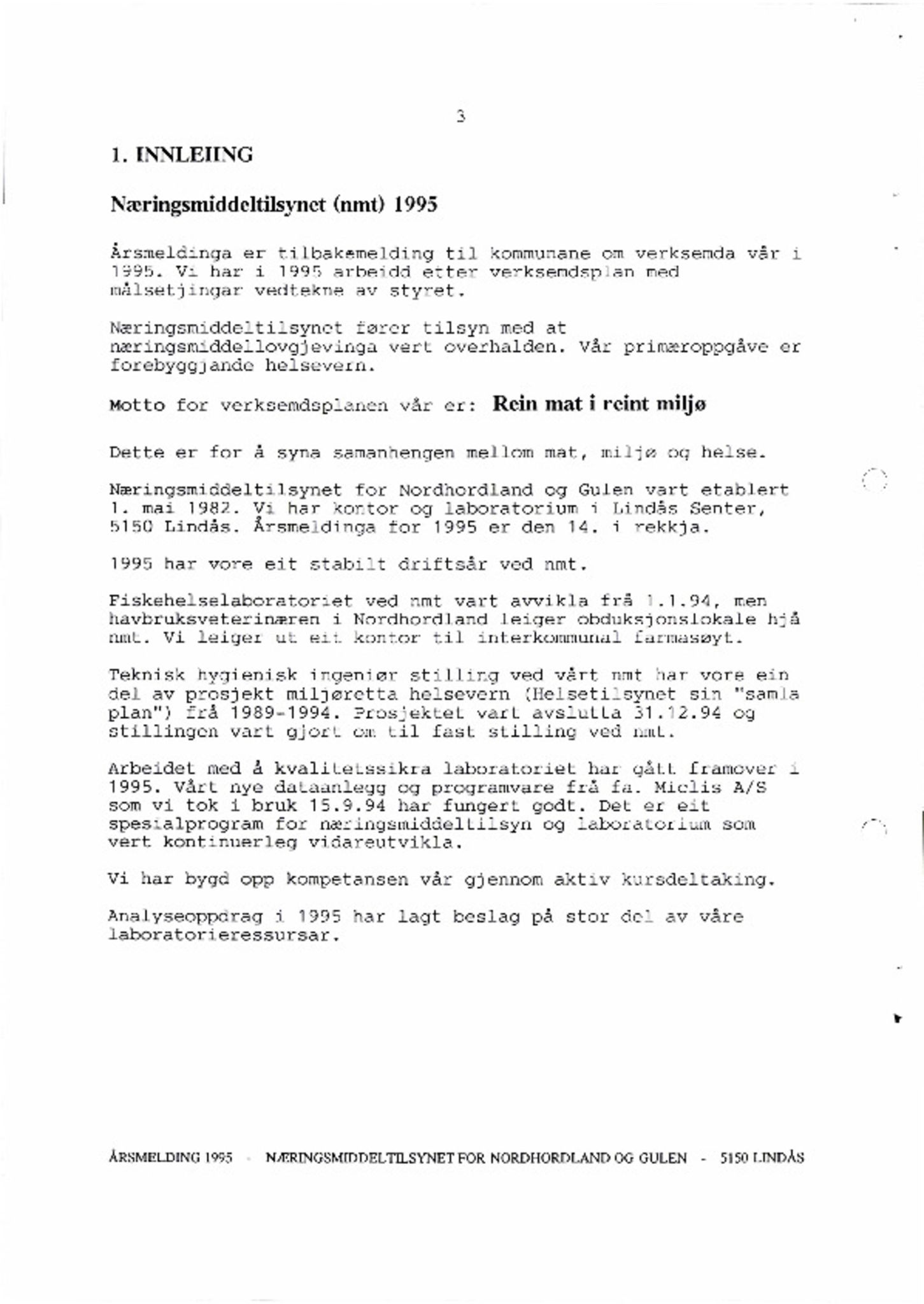Næringsmiddeltilsynet for Nordhordland og Gulen, IKAH/1263-432/A/Ab/L0002: Årsmeldinger, 1995