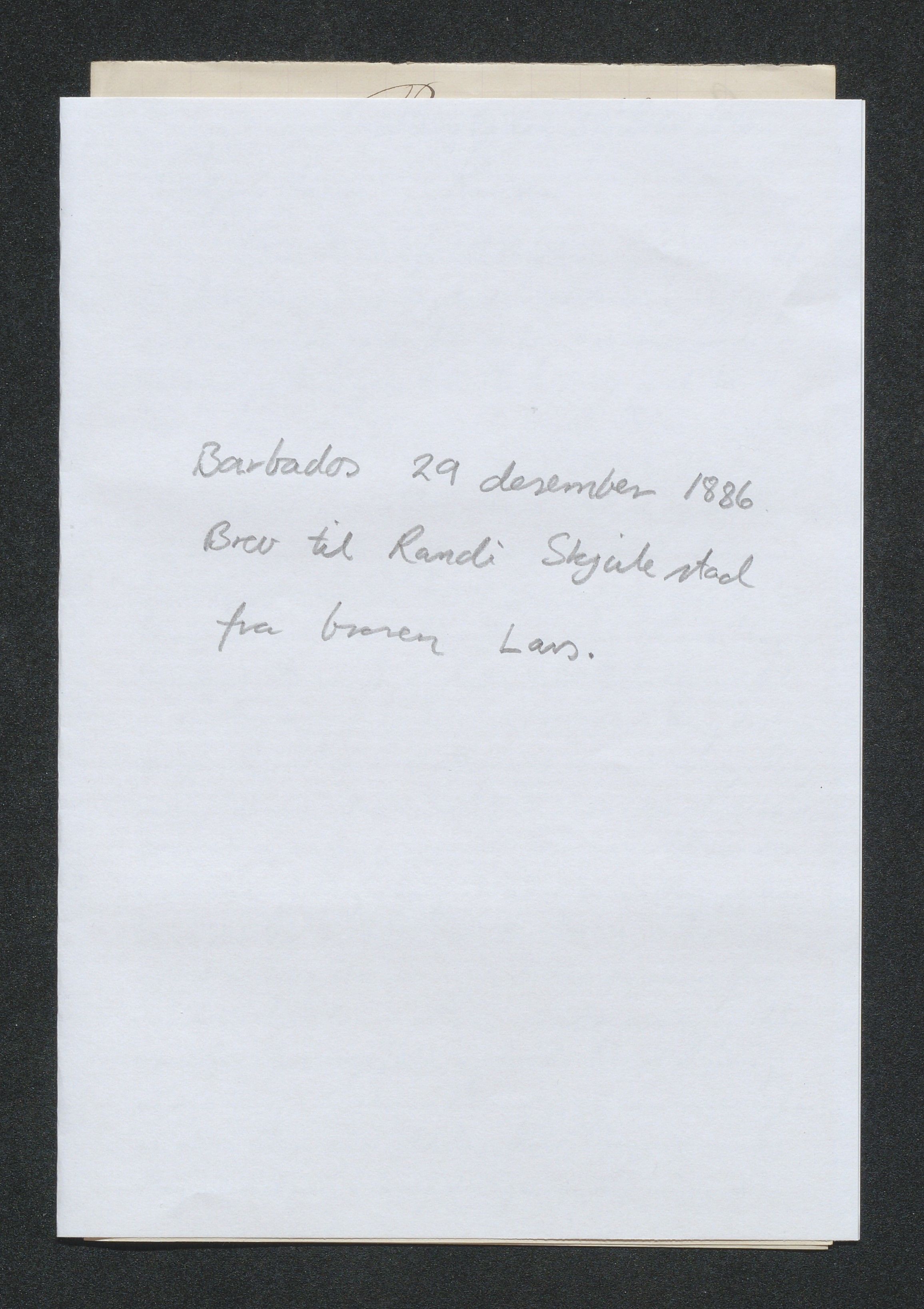 Randi Olsen Skjulestads brevsamling, AAKS/PA-2585/K/K01/L0001: Brev, 1873-1887