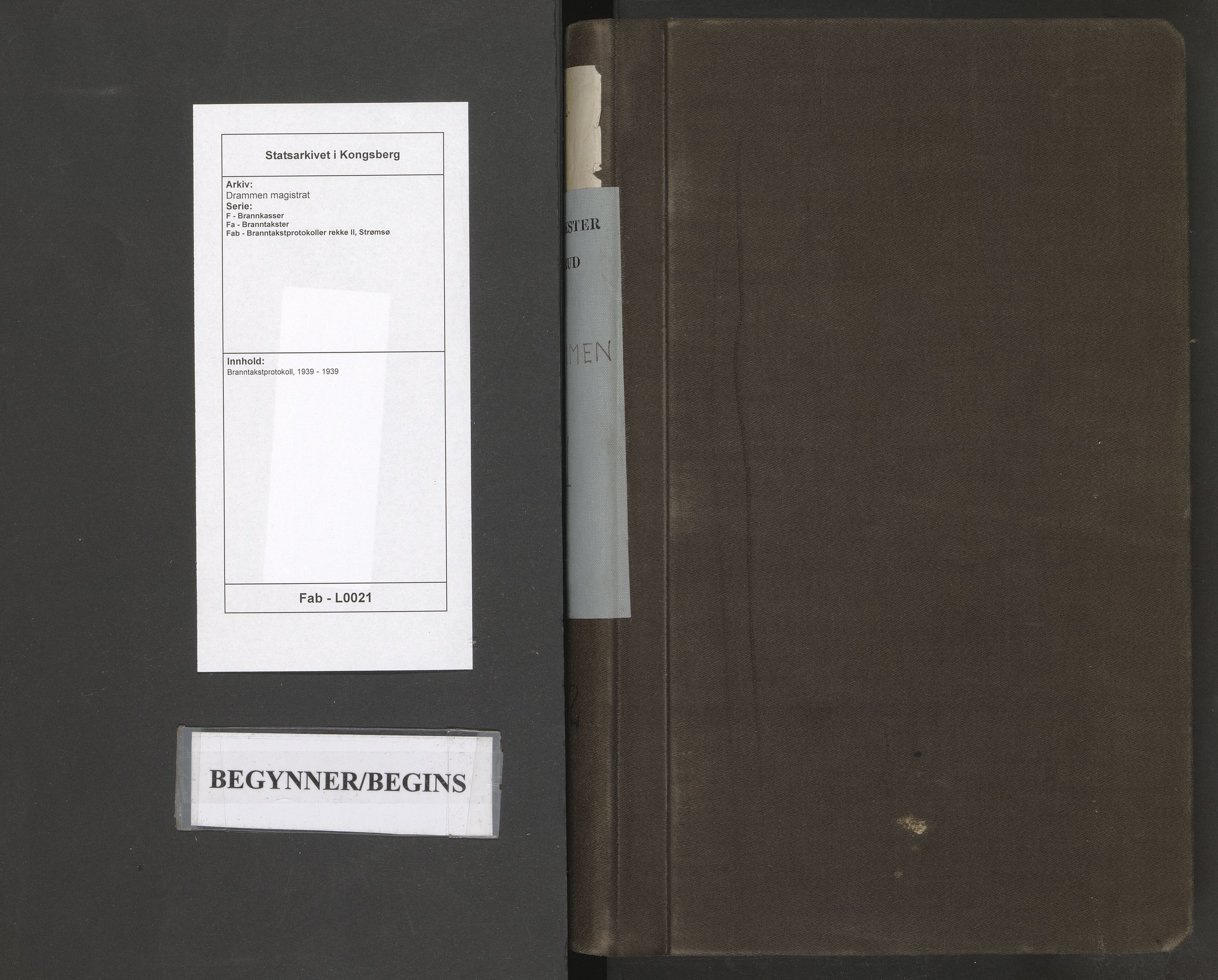 Drammen magistrat, SAKO/A-846/F/Fa/Fab/L0021: Branntakstprotokoll, 1939