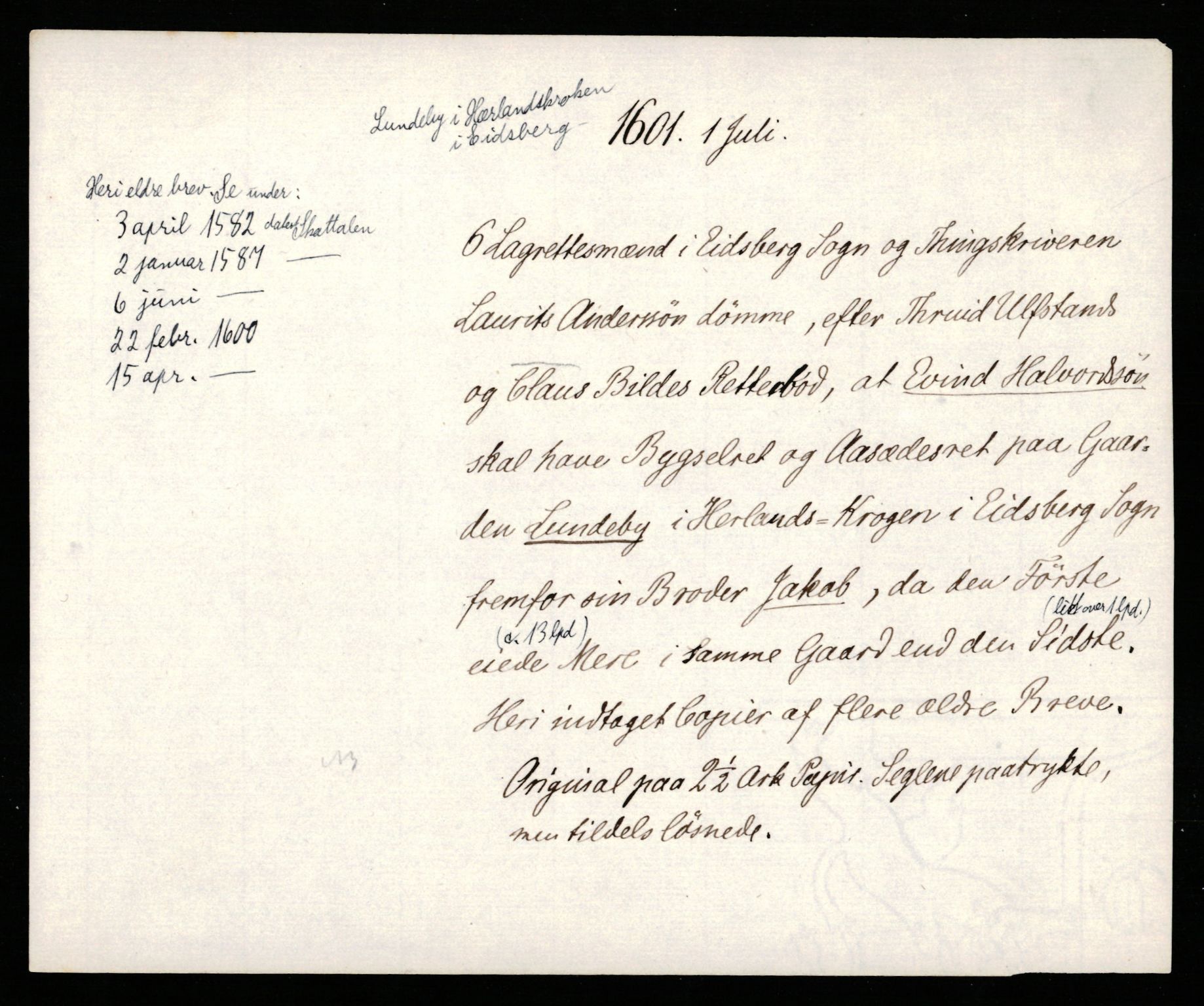 Riksarkivets diplomsamling, AV/RA-EA-5965/F35/F35b/L0005: Riksarkivets diplomer, seddelregister, 1601-1612, s. 45