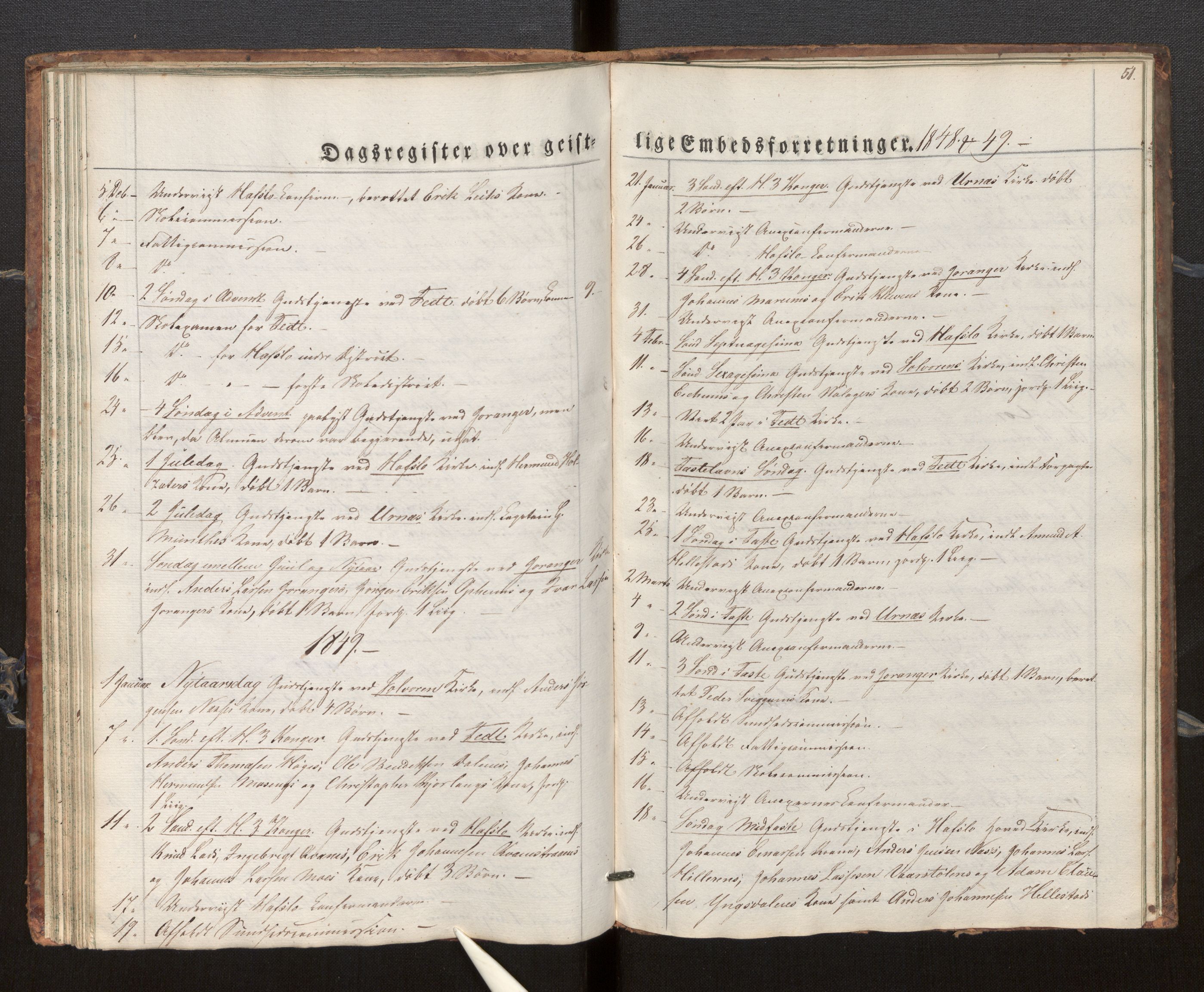 Hafslo sokneprestembete, SAB/A-80301/H/Haa/Haaf/L0001: Dagregister nr. F 1, 1834-1854, s. 51