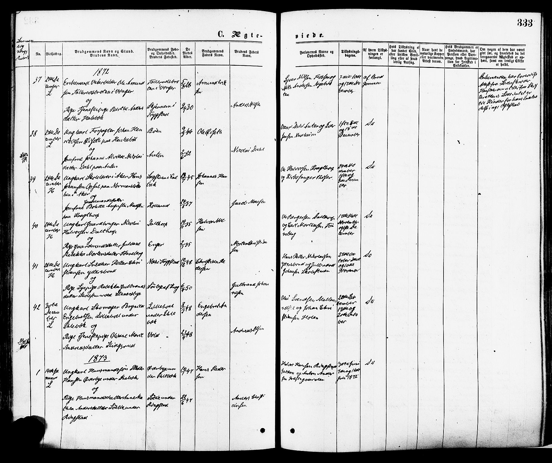 Høland prestekontor Kirkebøker, AV/SAO-A-10346a/F/Fa/L0012.a: Ministerialbok nr. I 12A, 1869-1879, s. 333