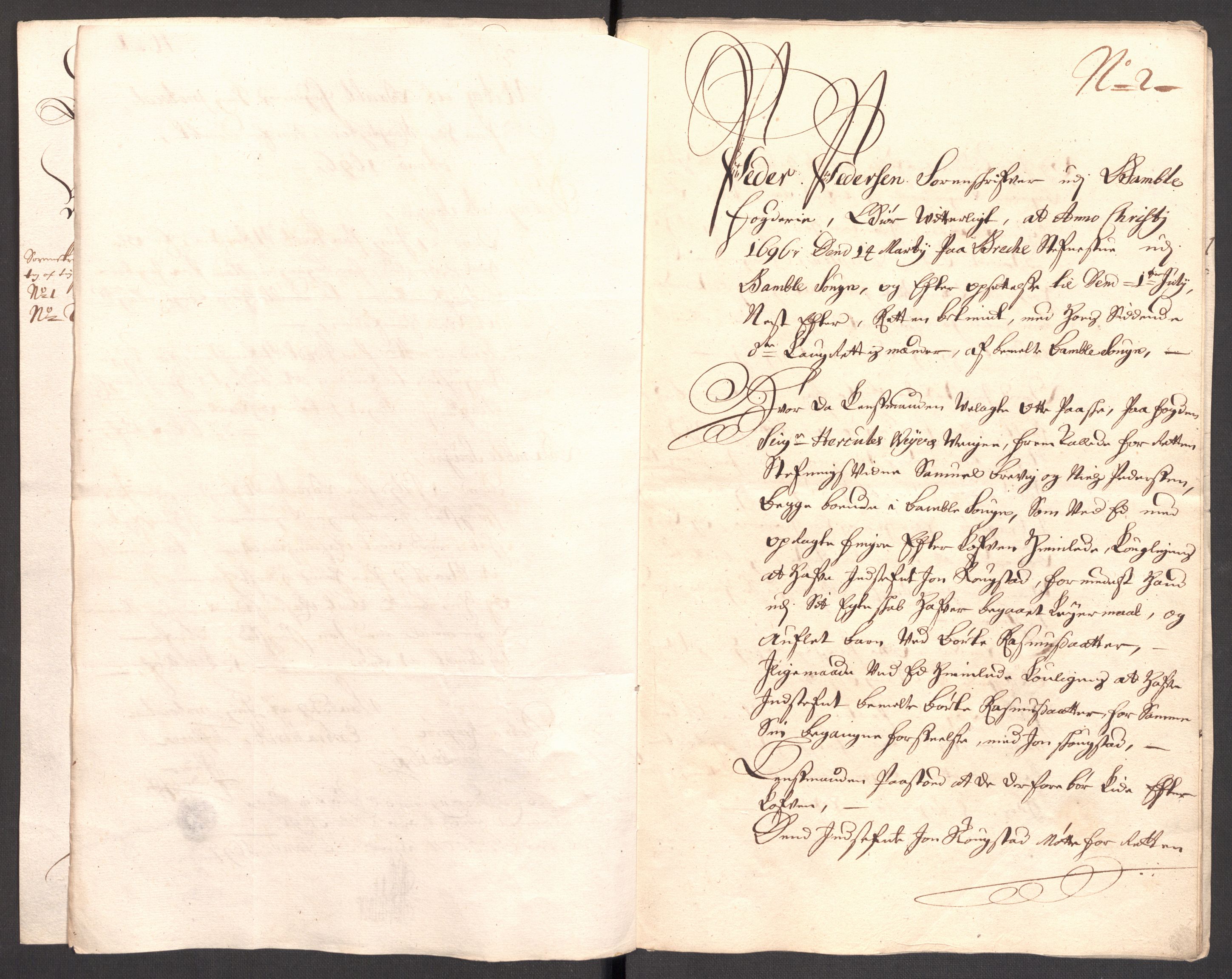 Rentekammeret inntil 1814, Reviderte regnskaper, Fogderegnskap, AV/RA-EA-4092/R36/L2095: Fogderegnskap Øvre og Nedre Telemark og Bamble, 1696, s. 42