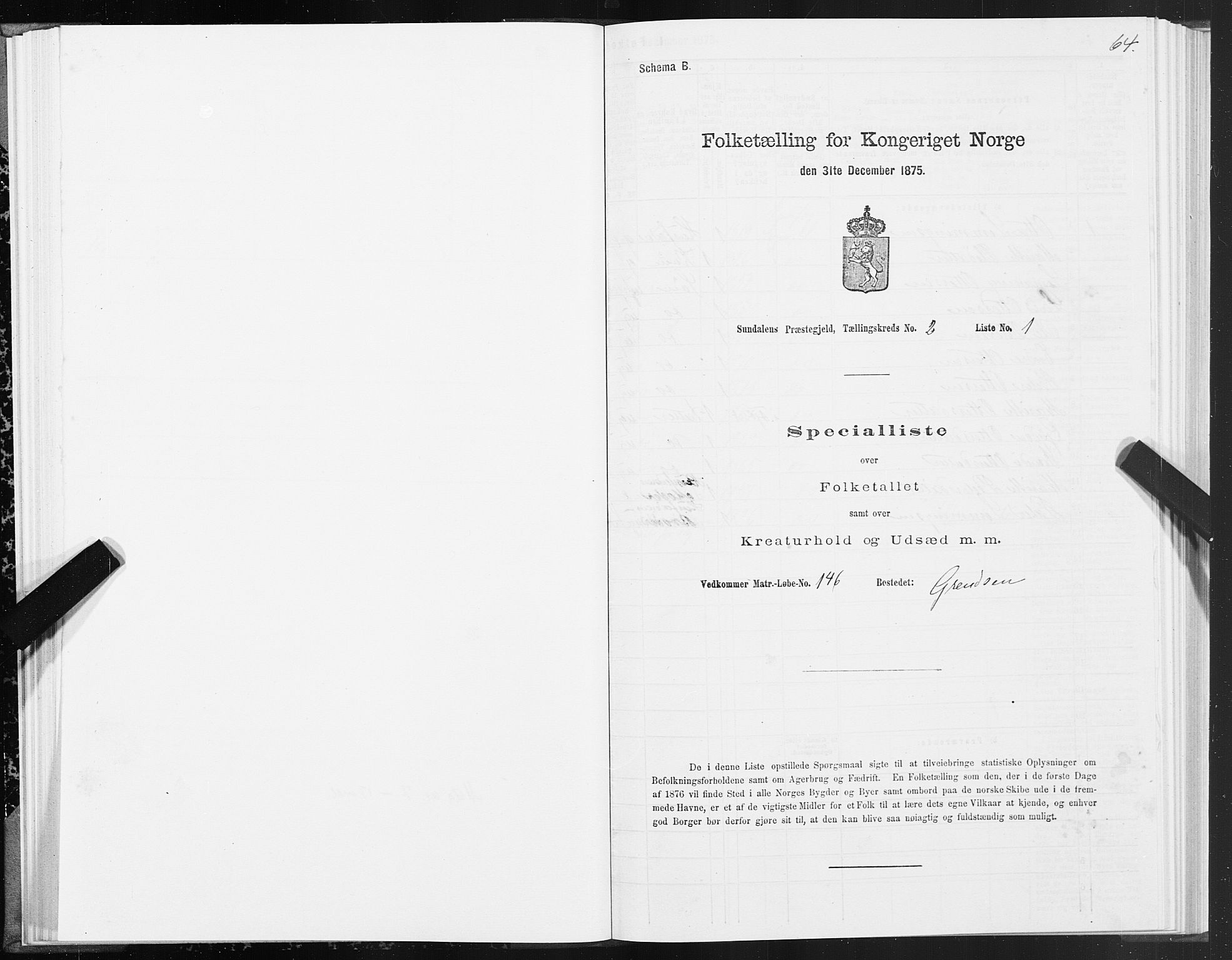 SAT, Folketelling 1875 for 1563P Sunndal prestegjeld, 1875, s. 1064