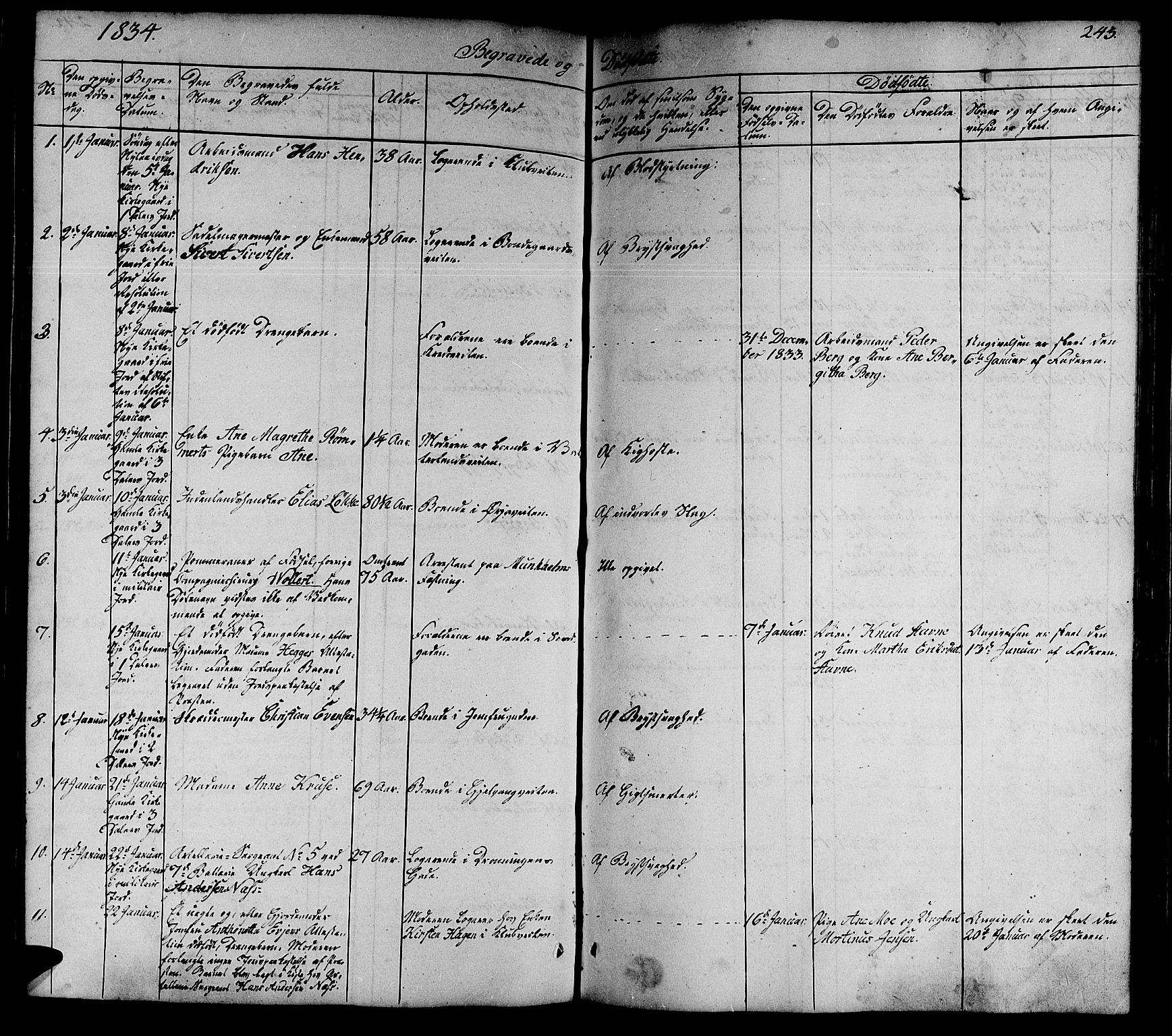 Ministerialprotokoller, klokkerbøker og fødselsregistre - Sør-Trøndelag, SAT/A-1456/602/L0136: Klokkerbok nr. 602C04, 1833-1845, s. 243