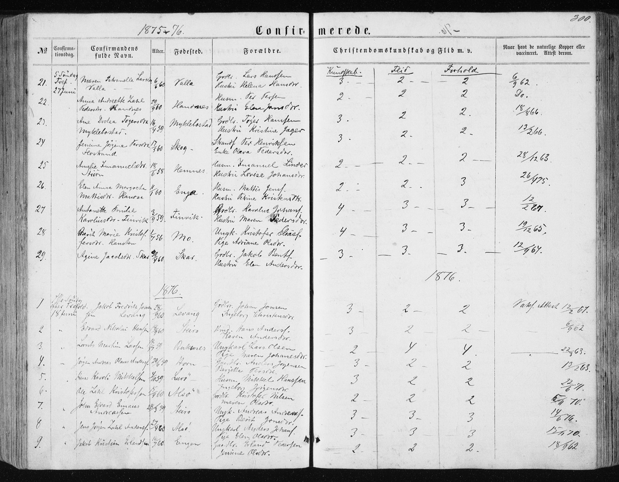 Ministerialprotokoller, klokkerbøker og fødselsregistre - Nordland, AV/SAT-A-1459/838/L0556: Klokkerbok nr. 838C03, 1861-1893, s. 300