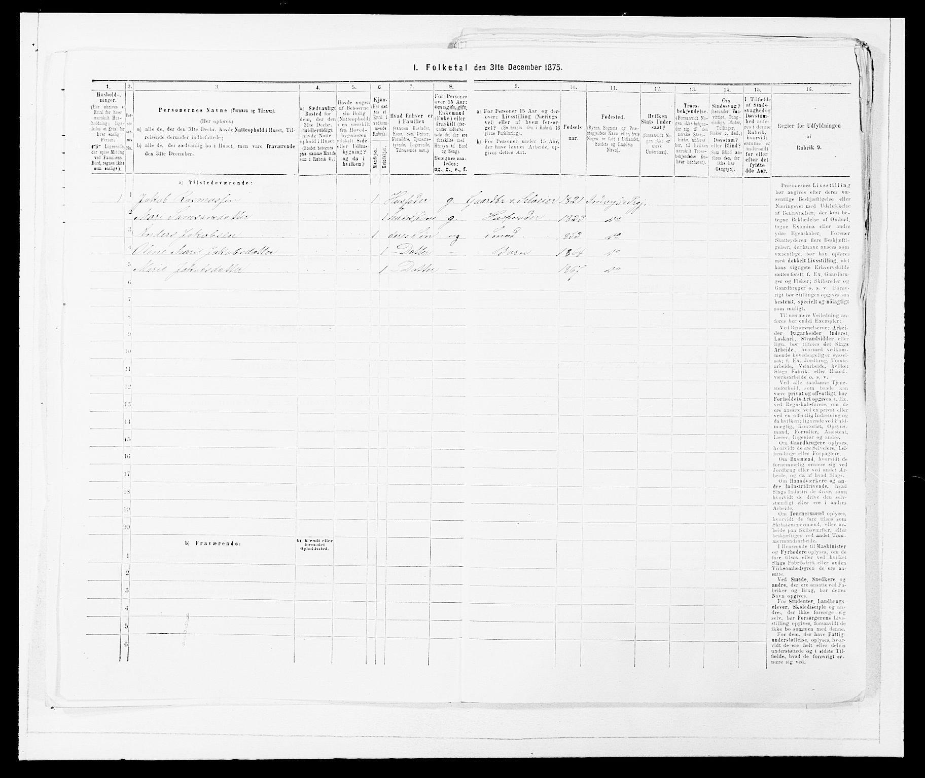 SAB, Folketelling 1875 for 1447P Innvik prestegjeld, 1875, s. 539