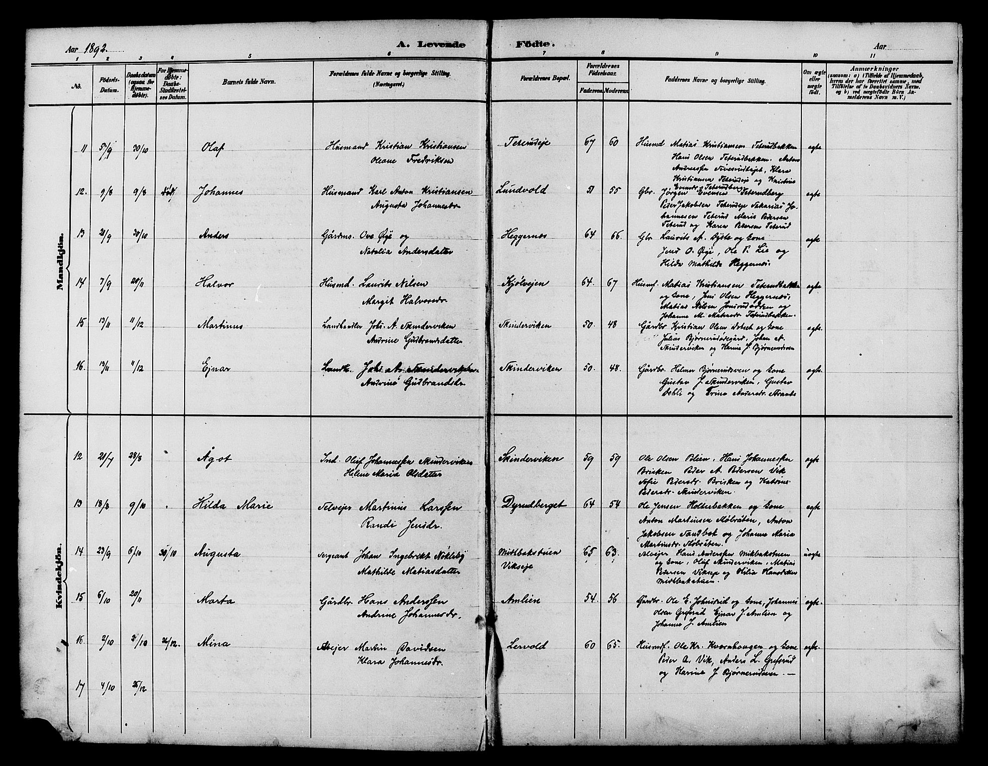 Vestre Toten prestekontor, SAH/PREST-108/H/Ha/Hab/L0015: Klokkerbok nr. 15, 1890-1900