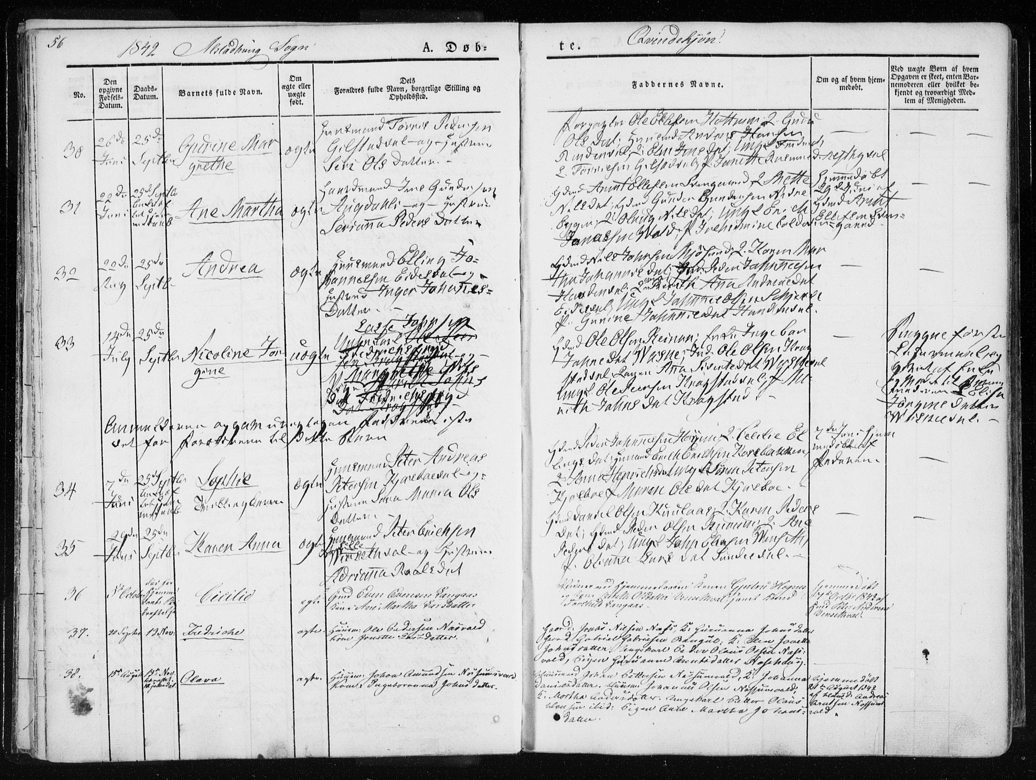 Ministerialprotokoller, klokkerbøker og fødselsregistre - Nord-Trøndelag, AV/SAT-A-1458/717/L0154: Ministerialbok nr. 717A06 /1, 1836-1849, s. 56