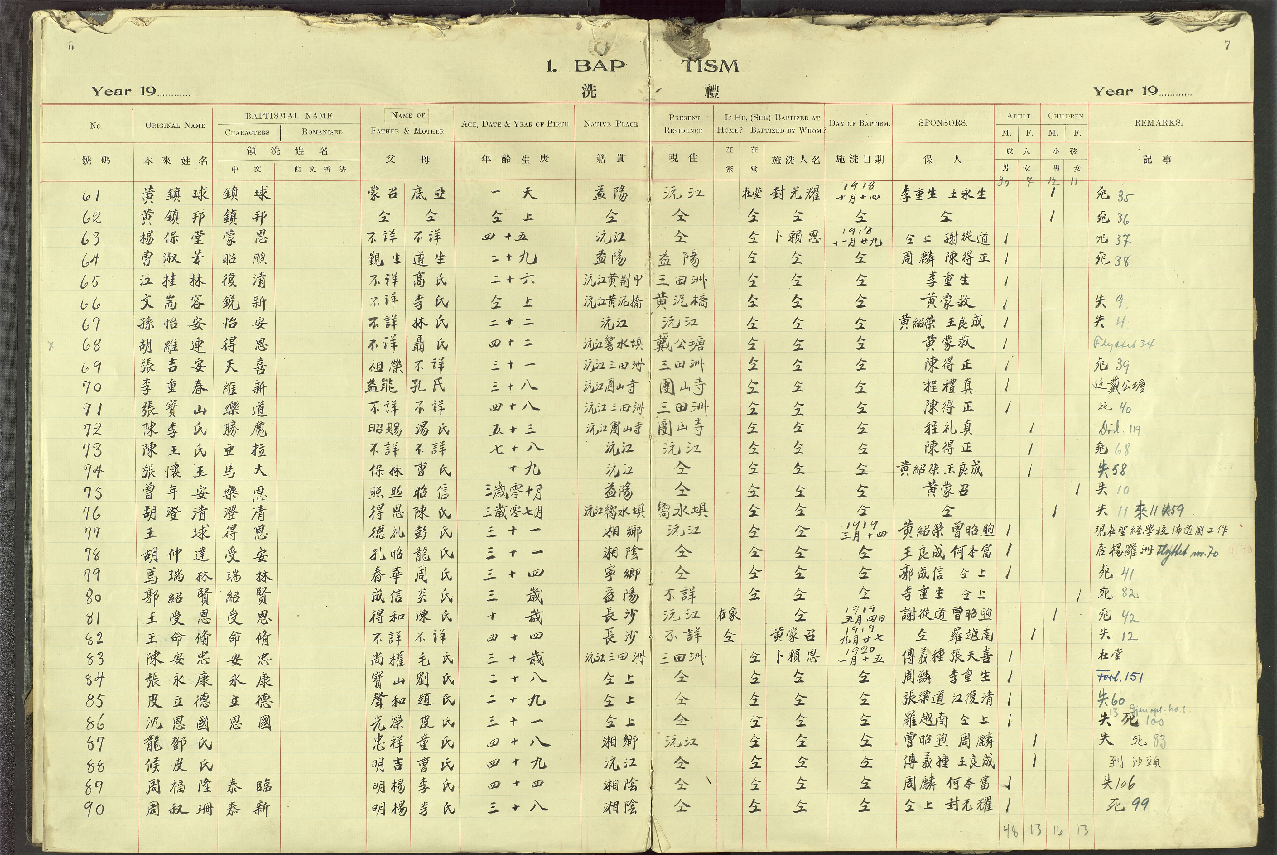 Det Norske Misjonsselskap - utland - Kina (Hunan), VID/MA-A-1065/Dm/L0091: Ministerialbok nr. 129, 1907-1938, s. 6-7
