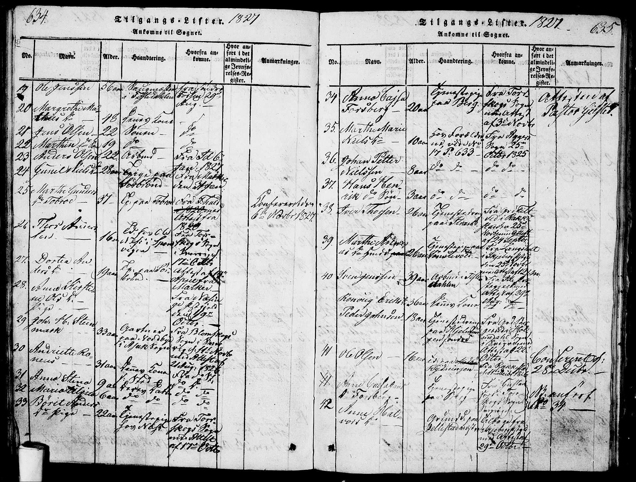 Berg prestekontor Kirkebøker, SAO/A-10902/G/Ga/L0001: Klokkerbok nr. I 1, 1815-1832, s. 634-635
