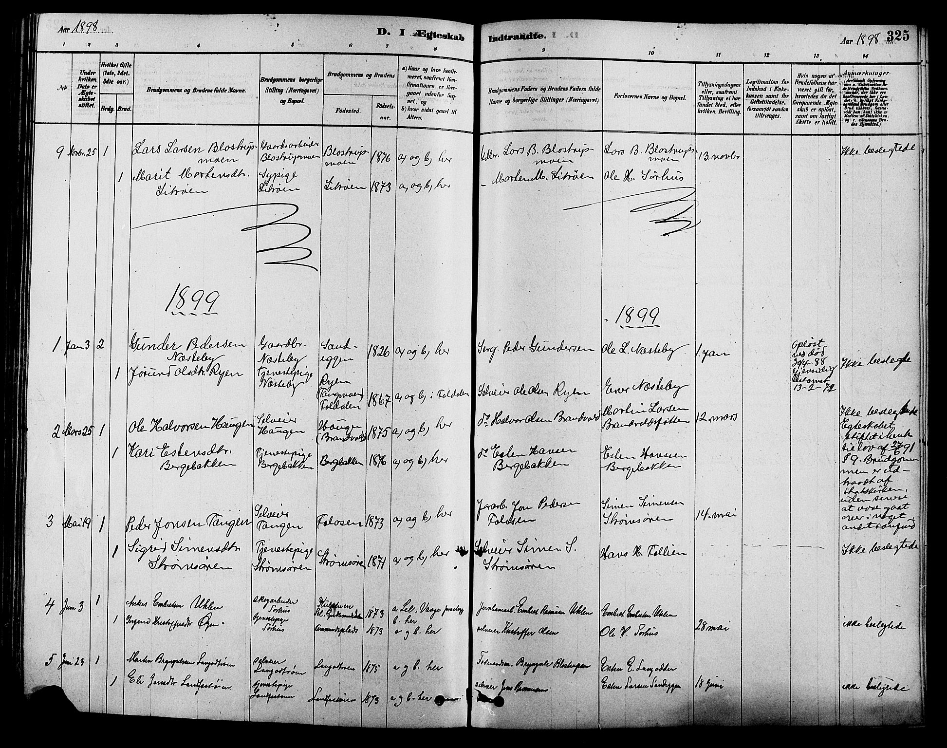 Alvdal prestekontor, SAH/PREST-060/H/Ha/Hab/L0003: Klokkerbok nr. 3, 1878-1907, s. 325