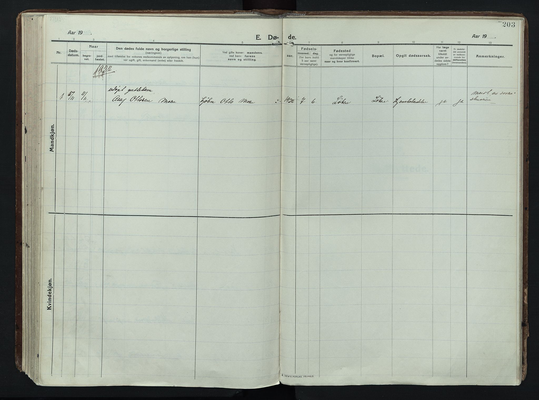 Trysil prestekontor, AV/SAH-PREST-046/H/Ha/Haa/L0014: Ministerialbok nr. 14, 1912-1923, s. 203