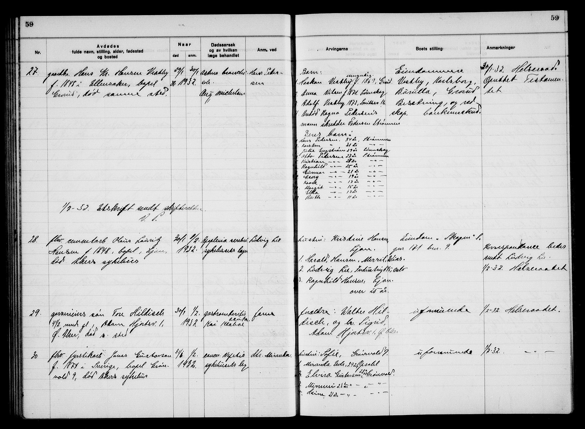 Aker kriminaldommer, skifte- og auksjonsforvalterembete, SAO/A-10452/H/Hb/Hba/Hbac/L0003: Dødsfallsprotokoll for Østre Aker, 1931-1935, s. 59