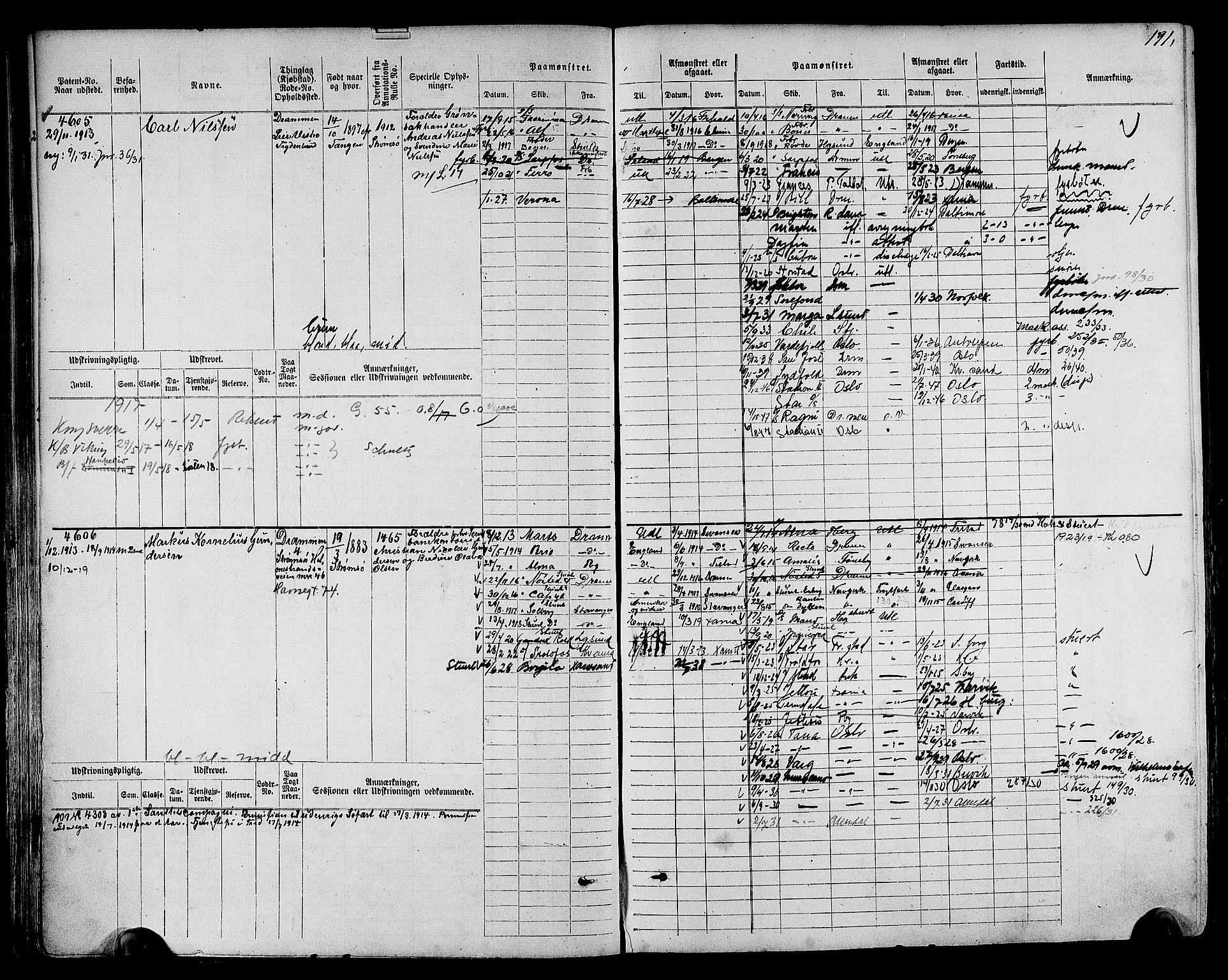 Drammen innrulleringsdistrikt, SAKO/A-781/F/Fc/L0006: Hovedrulle, 1913, s. 40