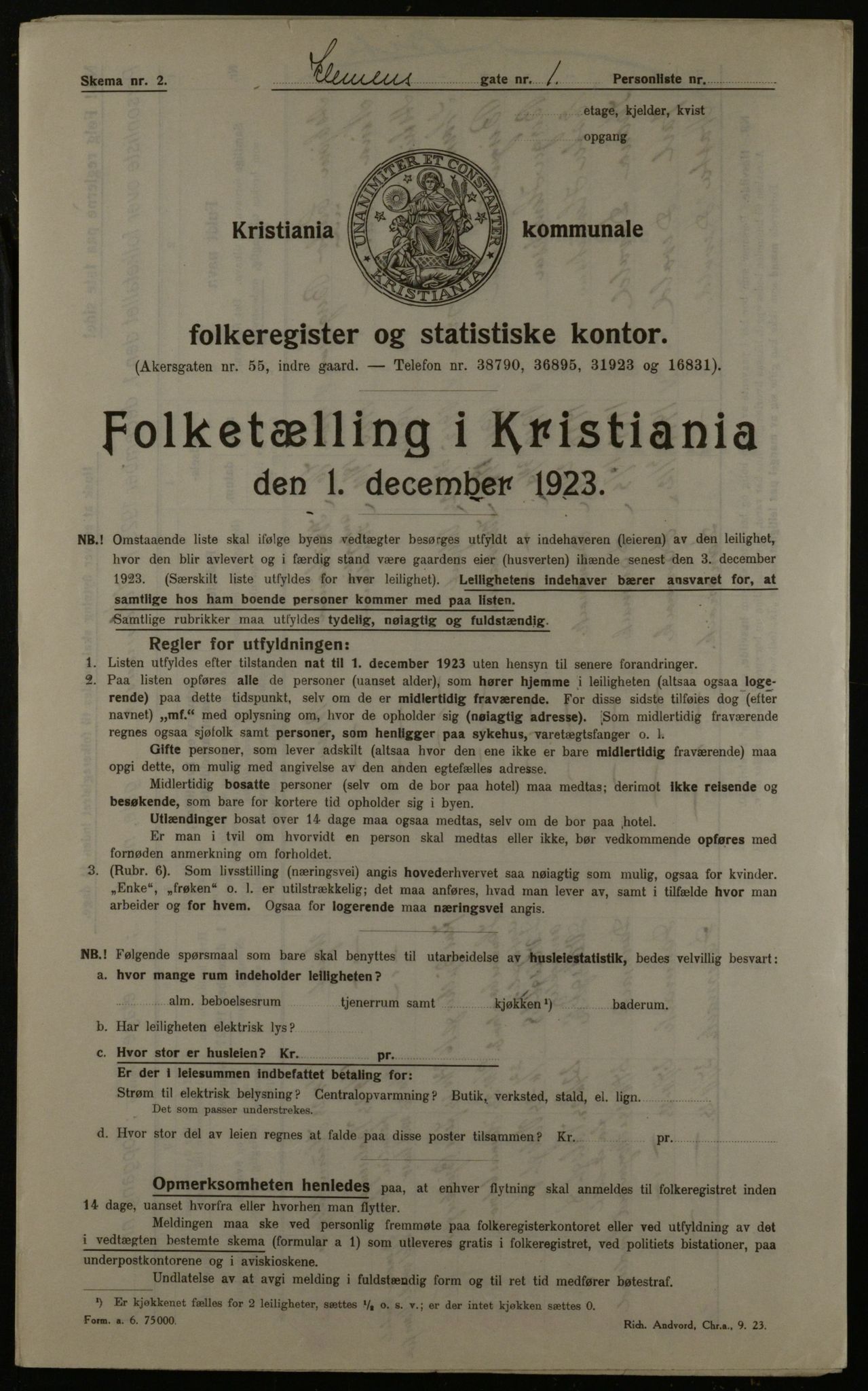 OBA, Kommunal folketelling 1.12.1923 for Kristiania, 1923, s. 14469