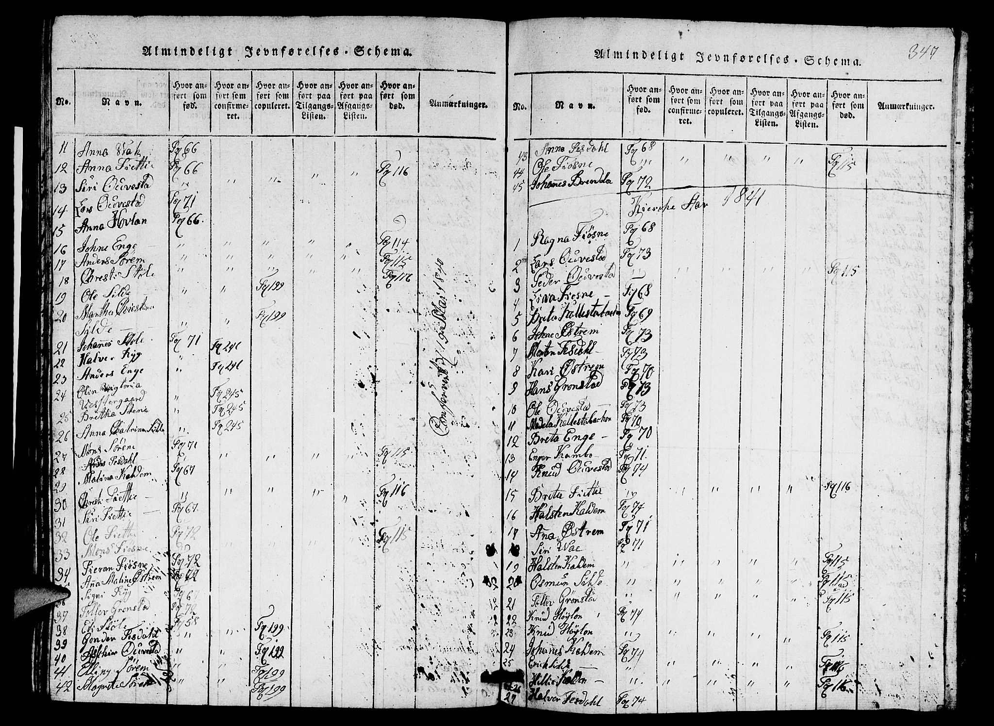 Etne sokneprestembete, AV/SAB-A-75001/H/Hab: Klokkerbok nr. A 1, 1815-1849, s. 347