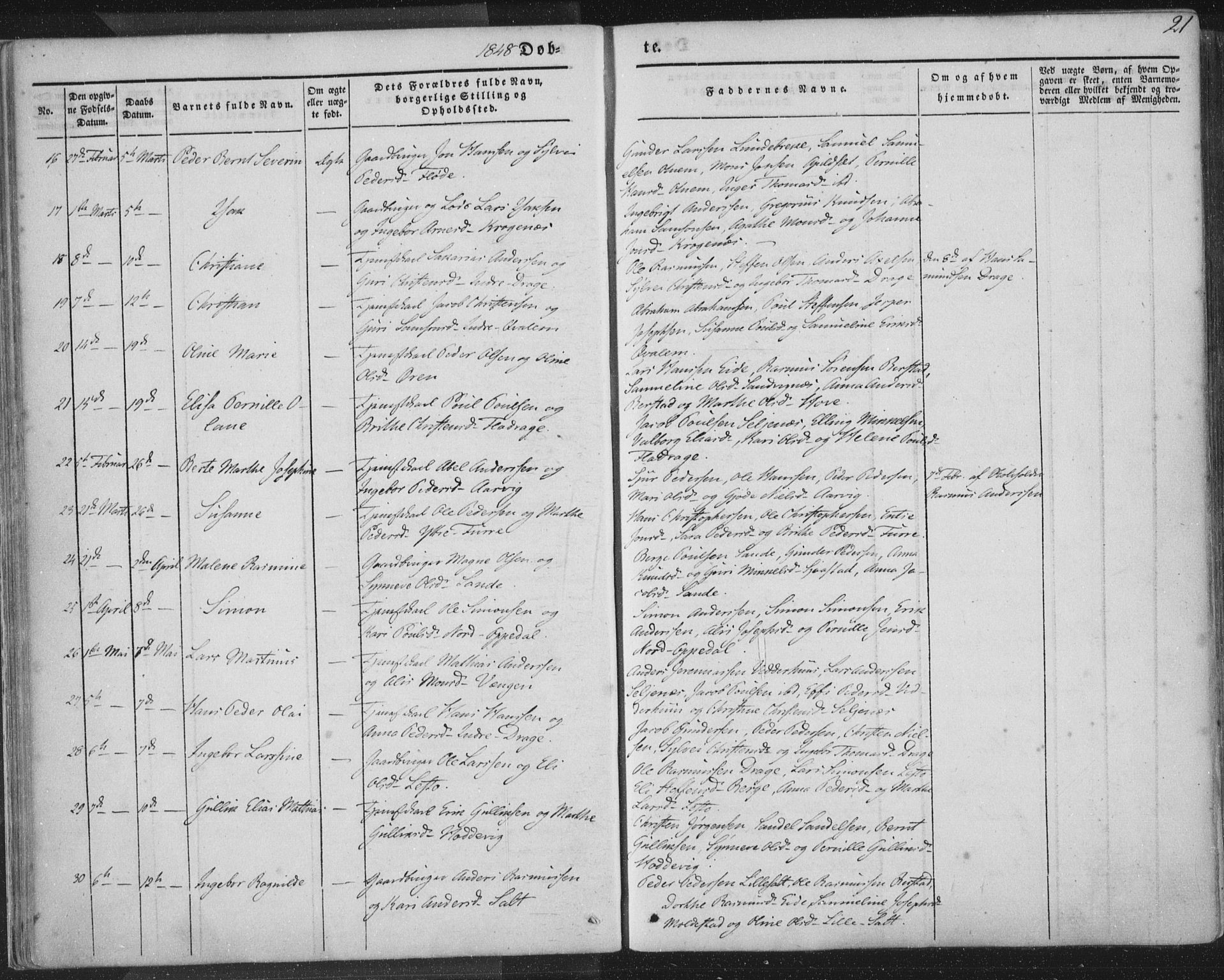 Selje sokneprestembete, AV/SAB-A-99938/H/Ha/Haa/Haaa: Ministerialbok nr. A 10, 1844-1858, s. 21