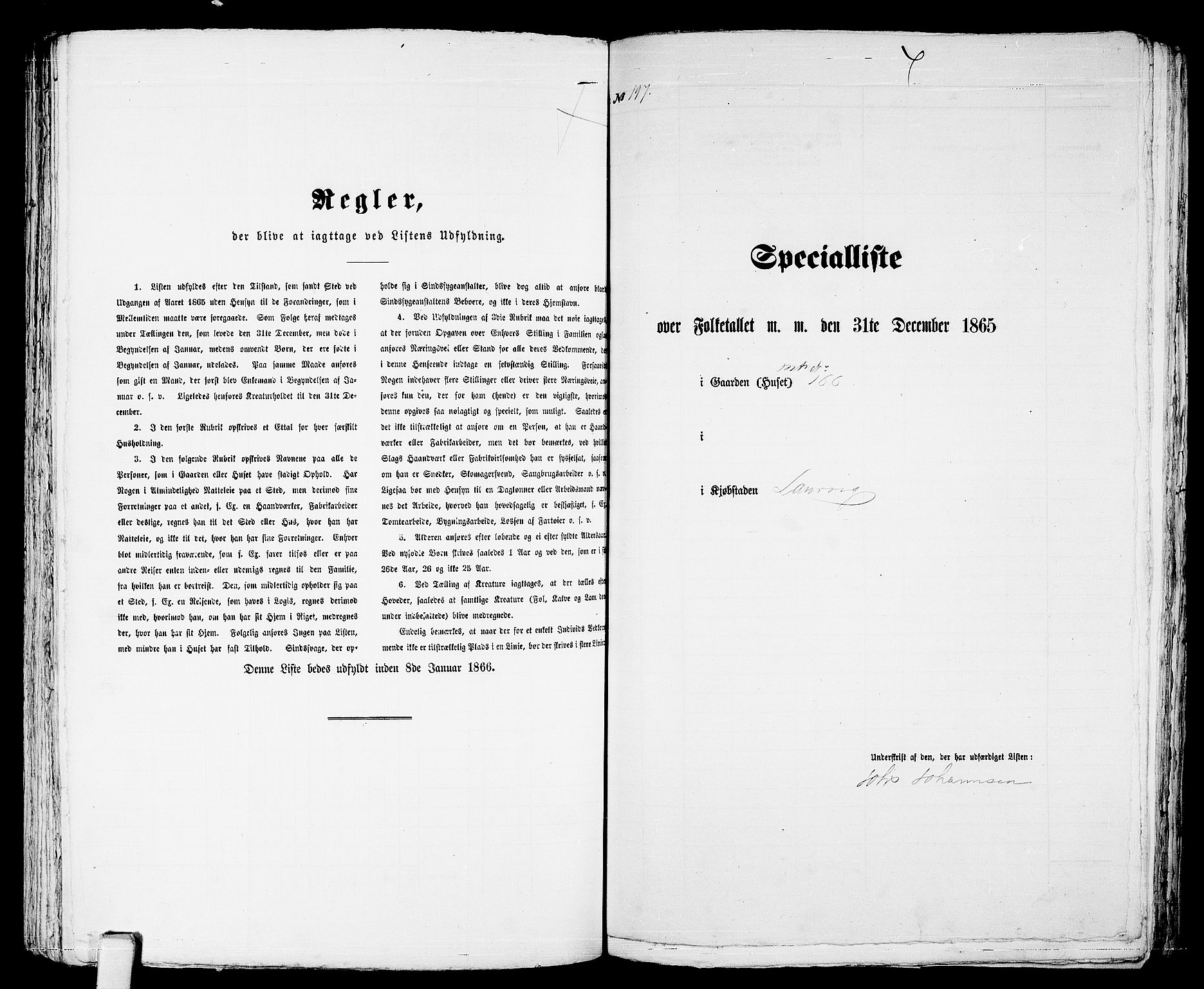 RA, Folketelling 1865 for 0707P Larvik prestegjeld, 1865, s. 407