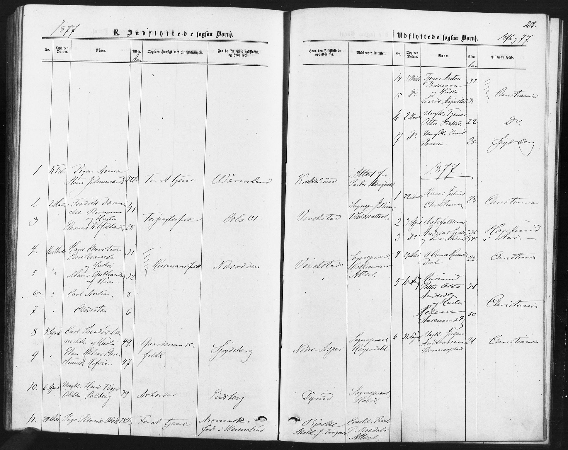 Kråkstad prestekontor Kirkebøker, SAO/A-10125a/F/Fa/L0008: Ministerialbok nr. I 8, 1870-1879, s. 218