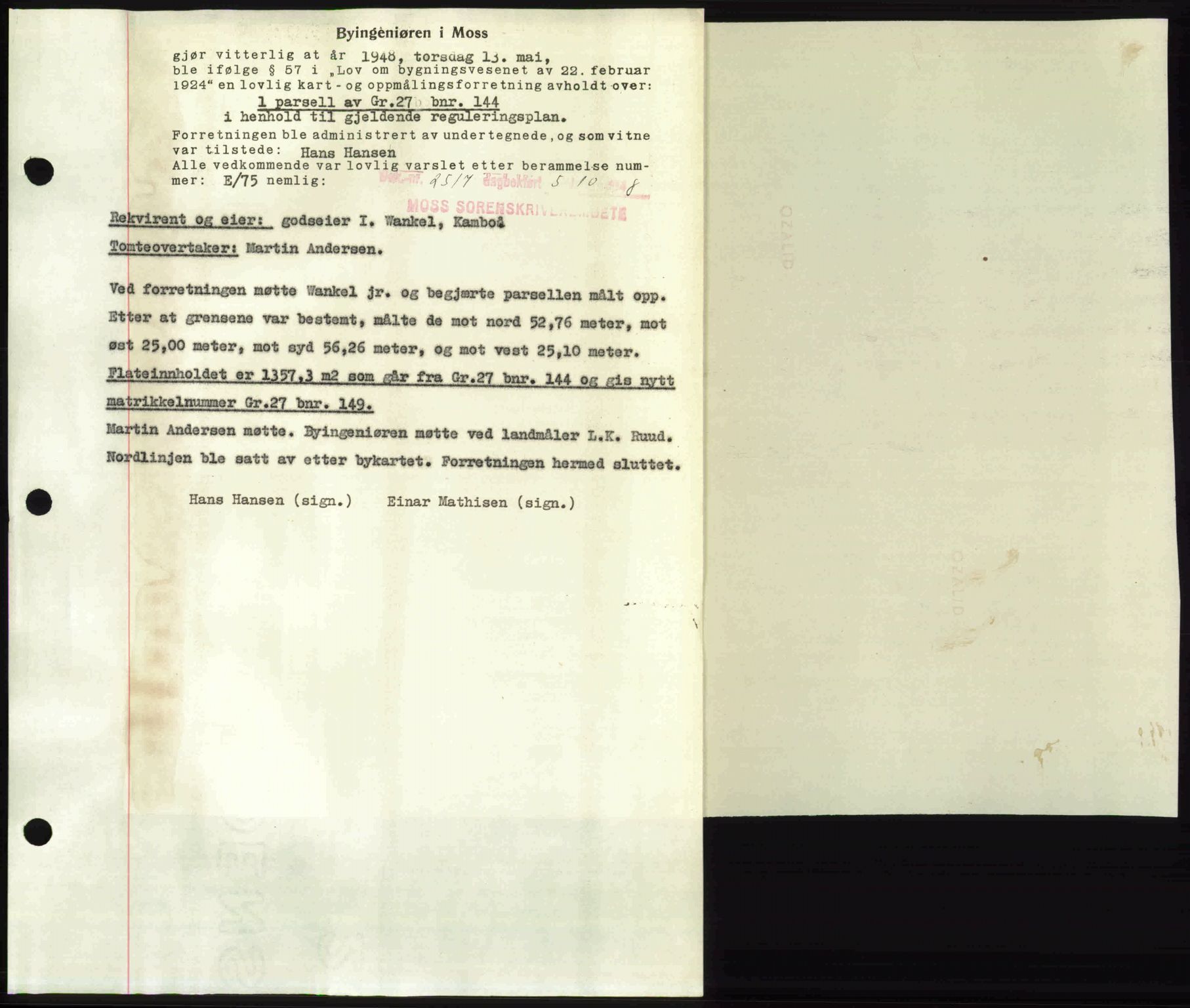 Moss sorenskriveri, SAO/A-10168: Pantebok nr. A20, 1948-1948, Dagboknr: 2517/1948