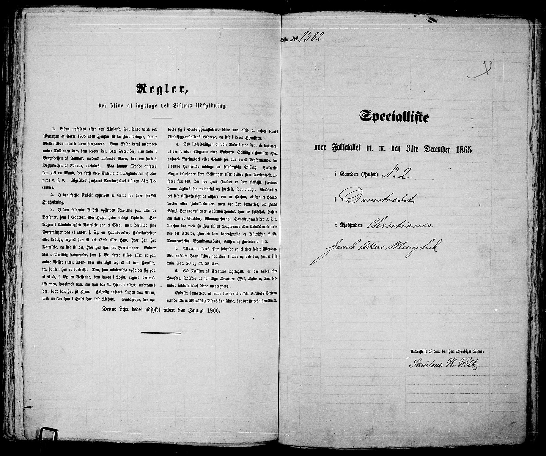 RA, Folketelling 1865 for 0301 Kristiania kjøpstad, 1865, s. 5294