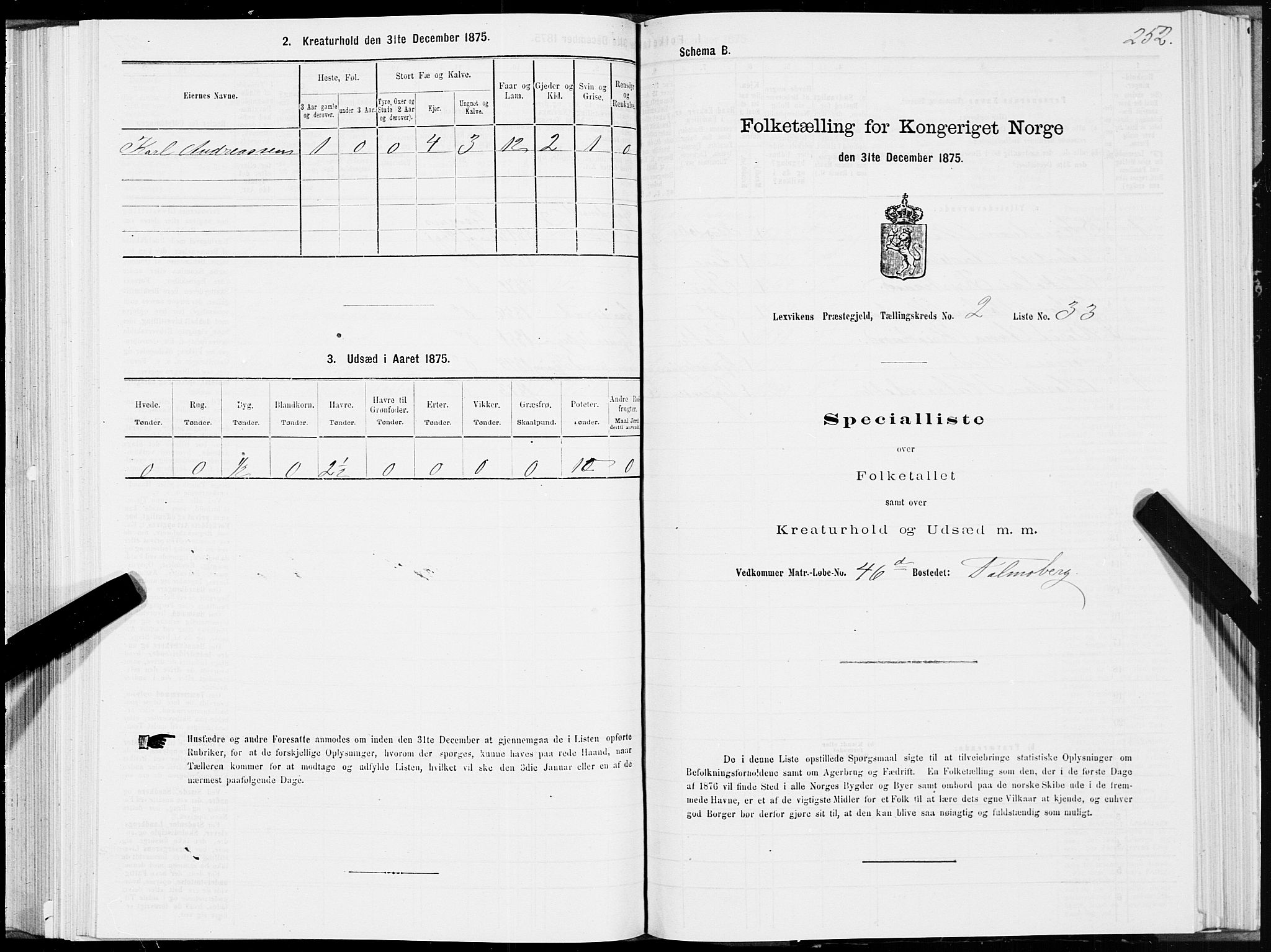 SAT, Folketelling 1875 for 1718P Leksvik prestegjeld, 1875, s. 1252