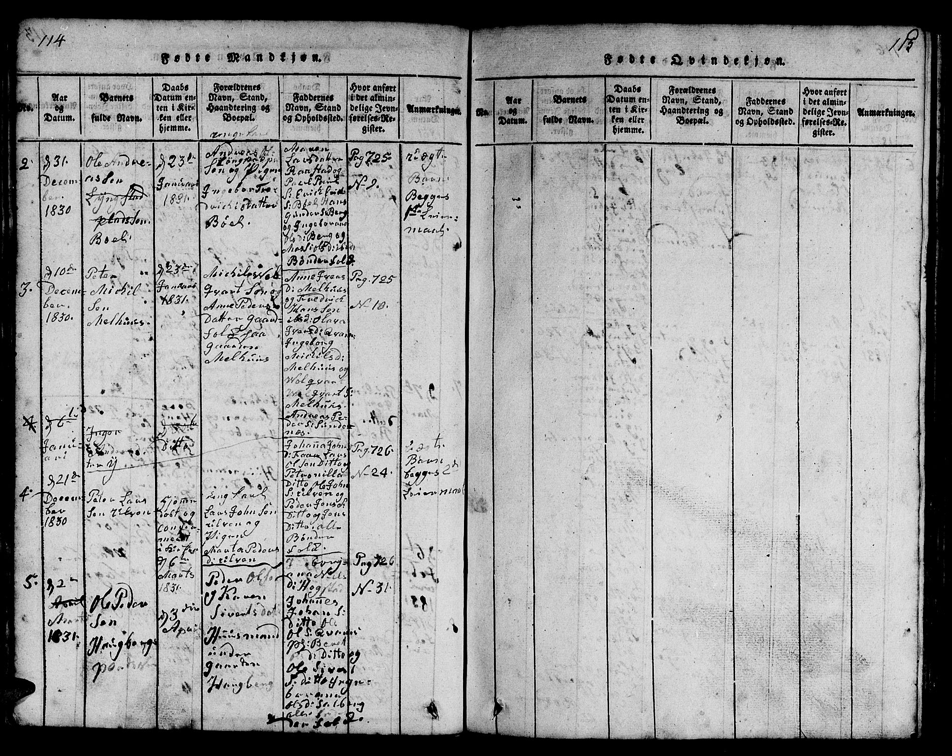 Ministerialprotokoller, klokkerbøker og fødselsregistre - Nord-Trøndelag, SAT/A-1458/730/L0298: Klokkerbok nr. 730C01, 1816-1849, s. 114-115