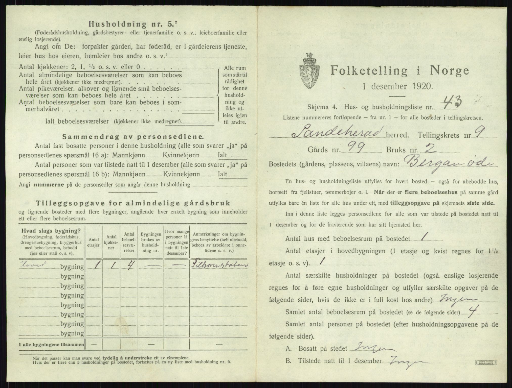 SAKO, Folketelling 1920 for 0724 Sandeherred herred, 1920, s. 2023