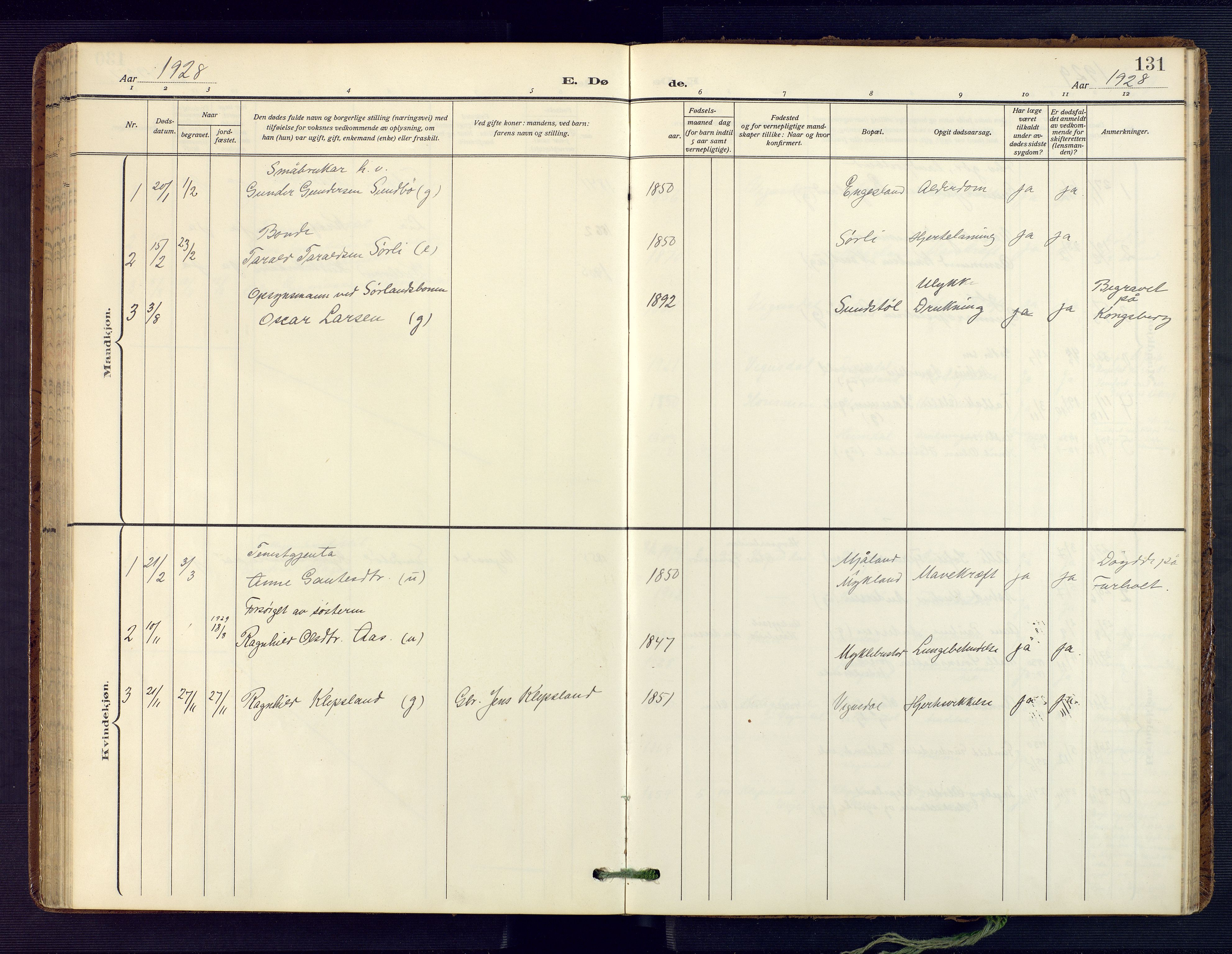 Herefoss sokneprestkontor, AV/SAK-1111-0019/F/Fa/Fab/L0005: Ministerialbok nr. A 5, 1910-1932, s. 131