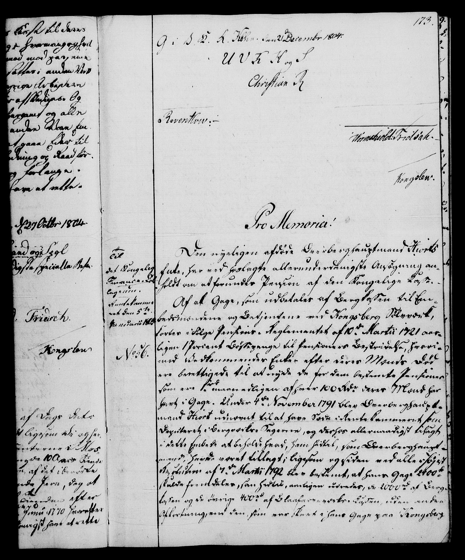 Rentekammeret, Renteskriverkontorene, RA/EA-3115/M/Mg/Mga/L0001: Ekspedisjonsprotokoll med register (merket RK 54.18), 1791-1814, s. 173