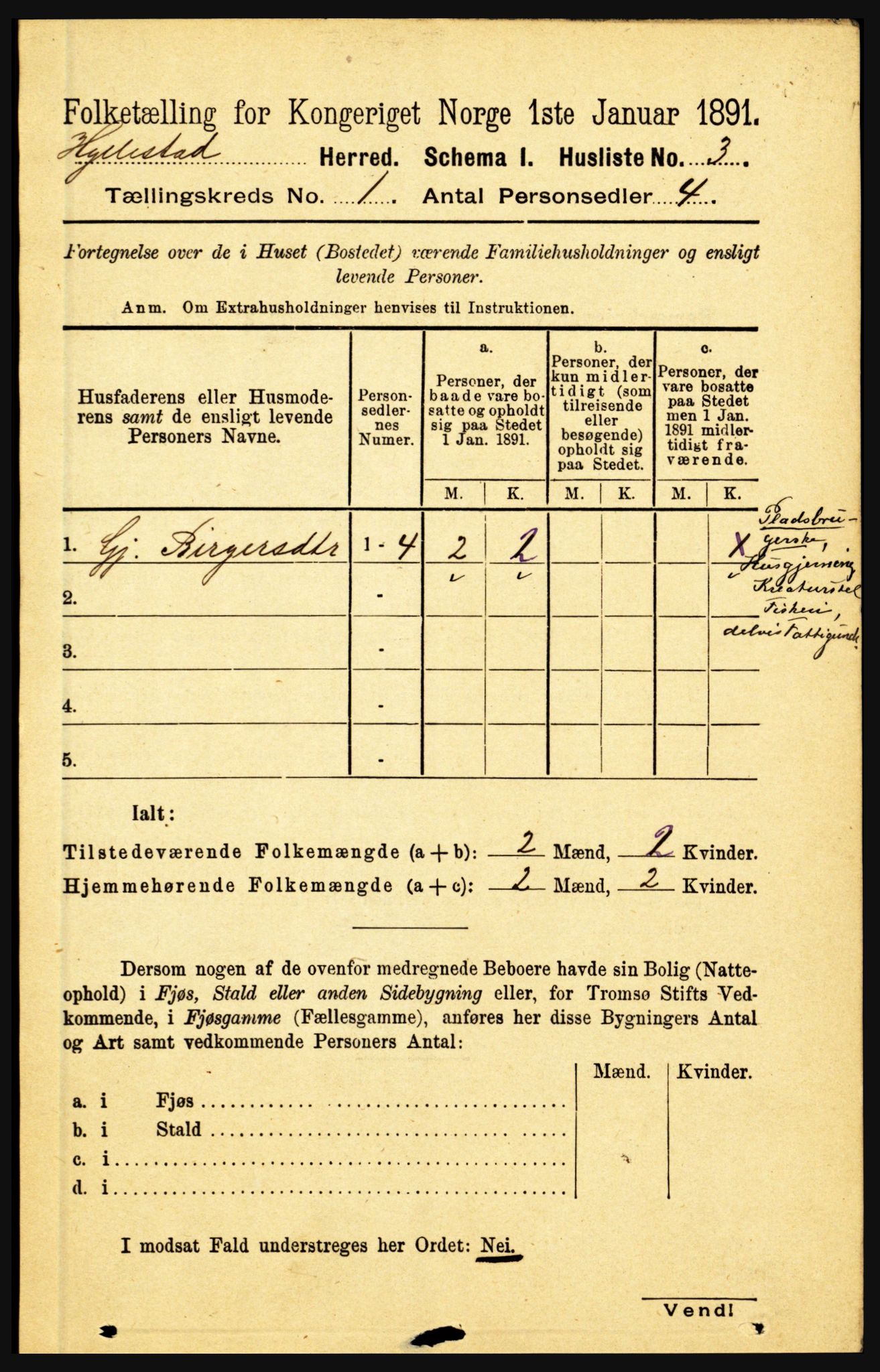 RA, Folketelling 1891 for 1413 Hyllestad herred, 1891, s. 43