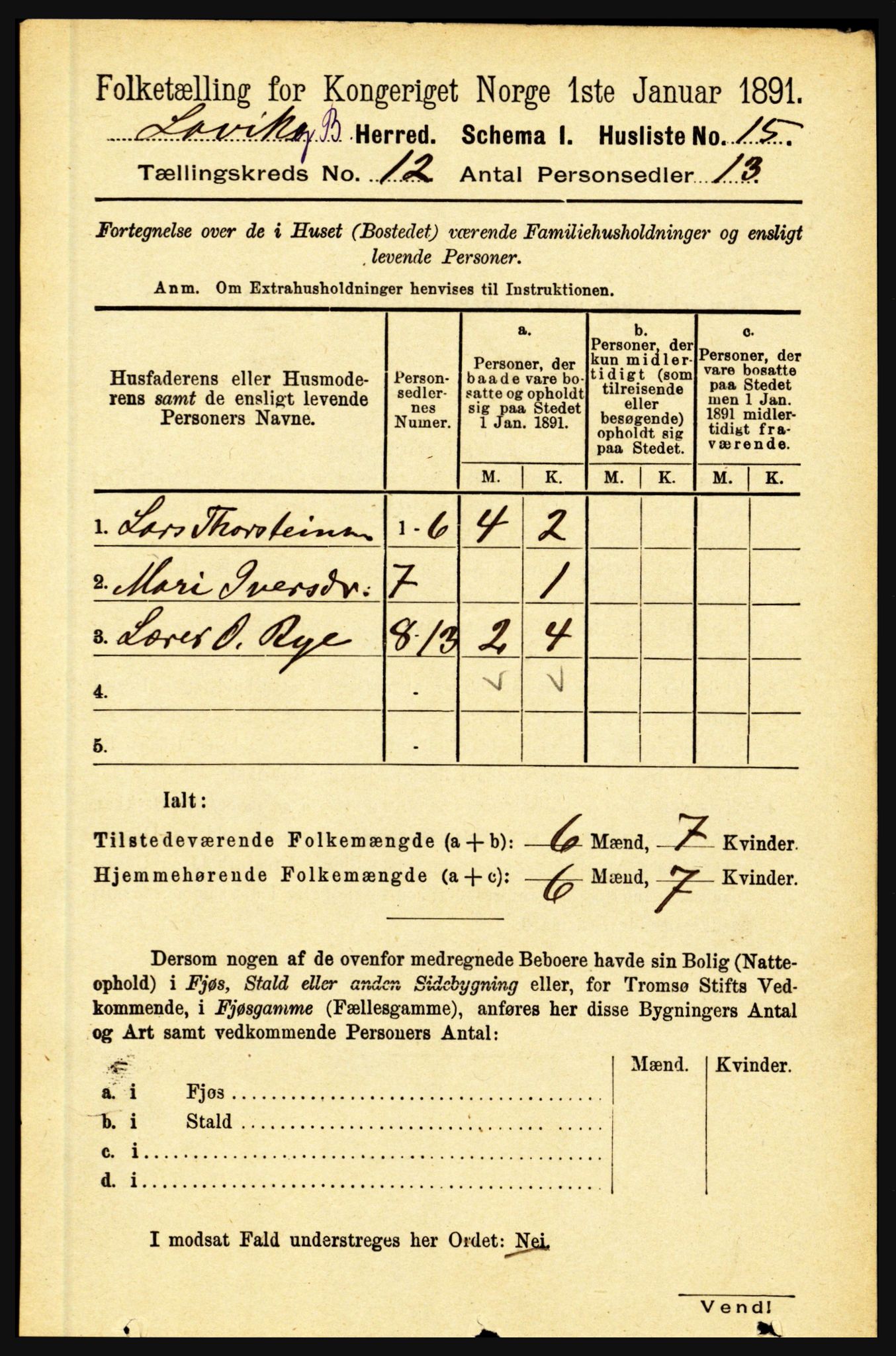 RA, Folketelling 1891 for 1415 Lavik og Brekke herred, 1891, s. 2343